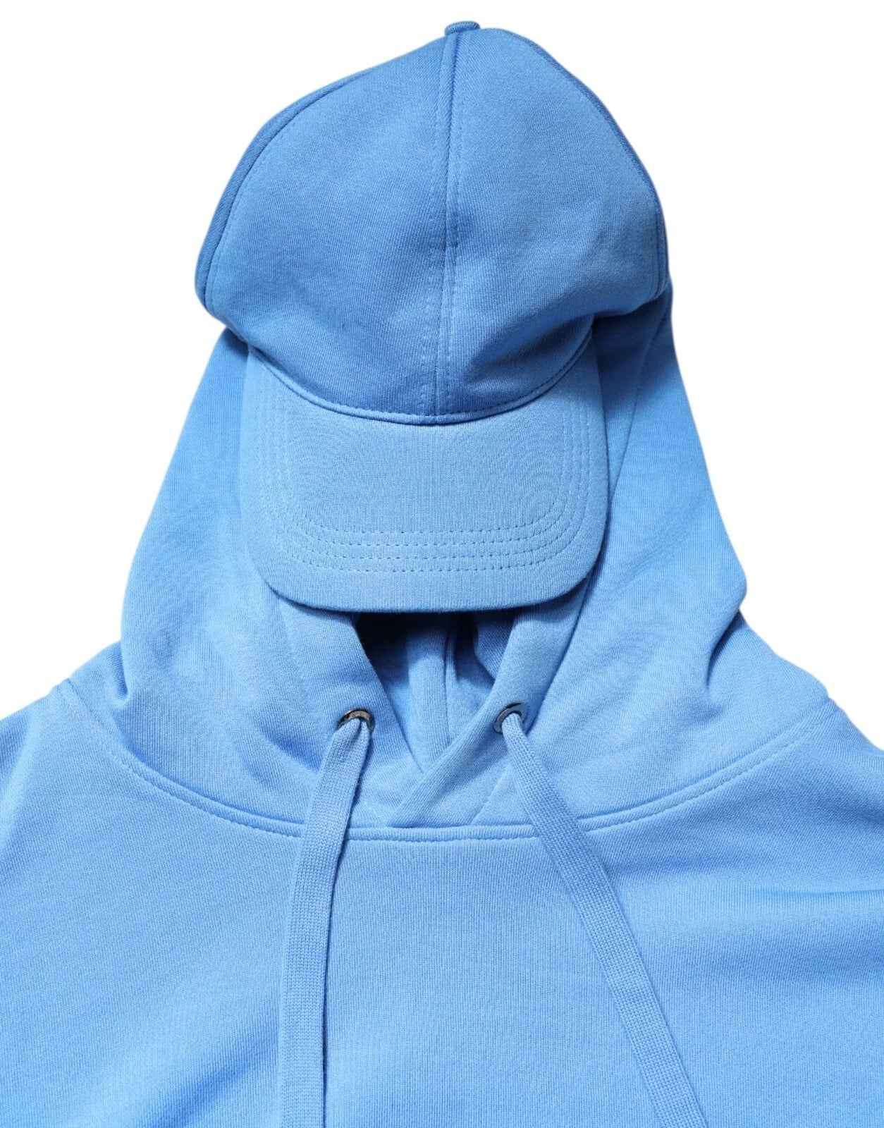 Dolce & Gabbana Blue Cotton Hooded Men Sportswear One Size Vest
