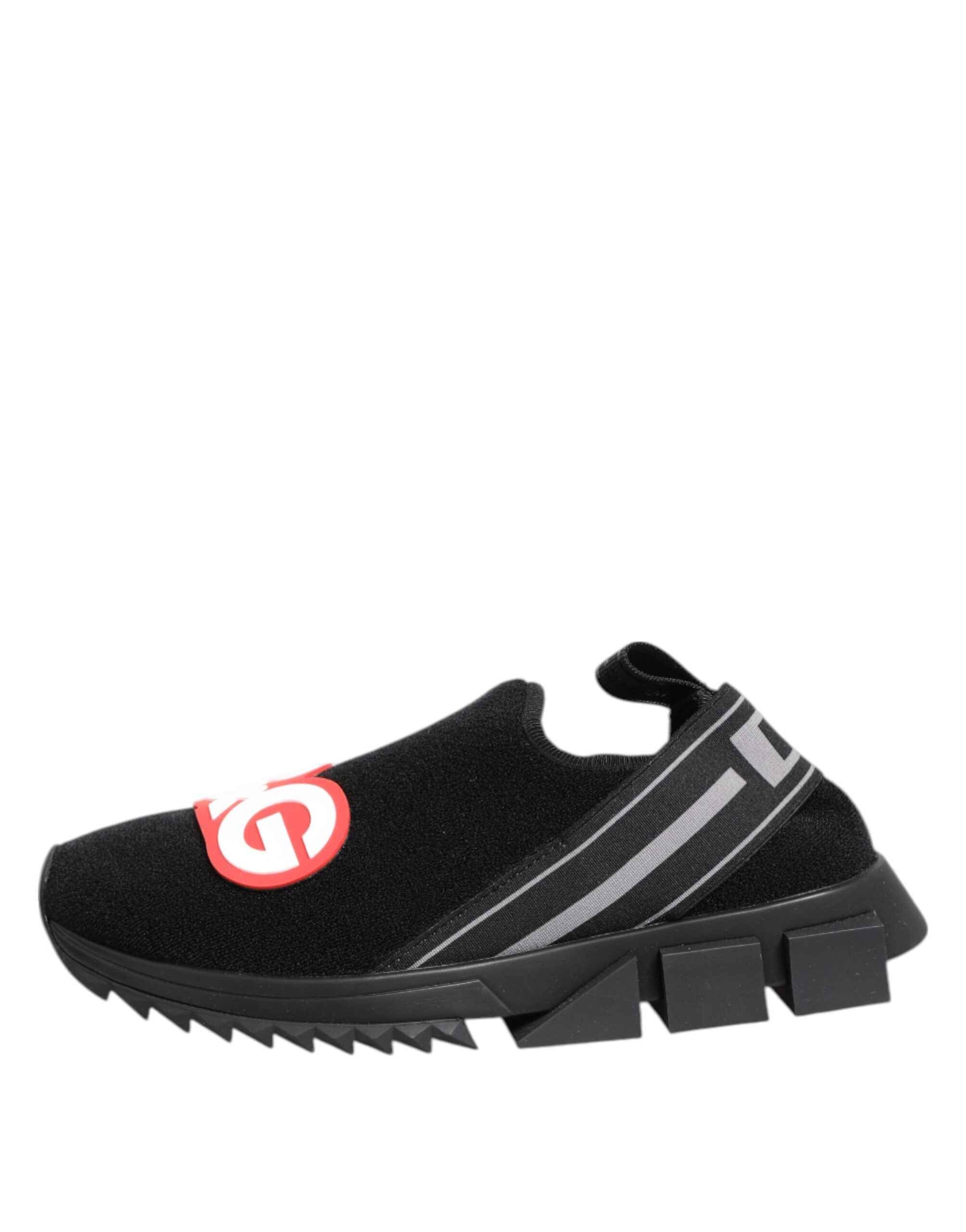 Dolce & Gabbana Black Grey Slip On Sorrento Sneakers Shoes