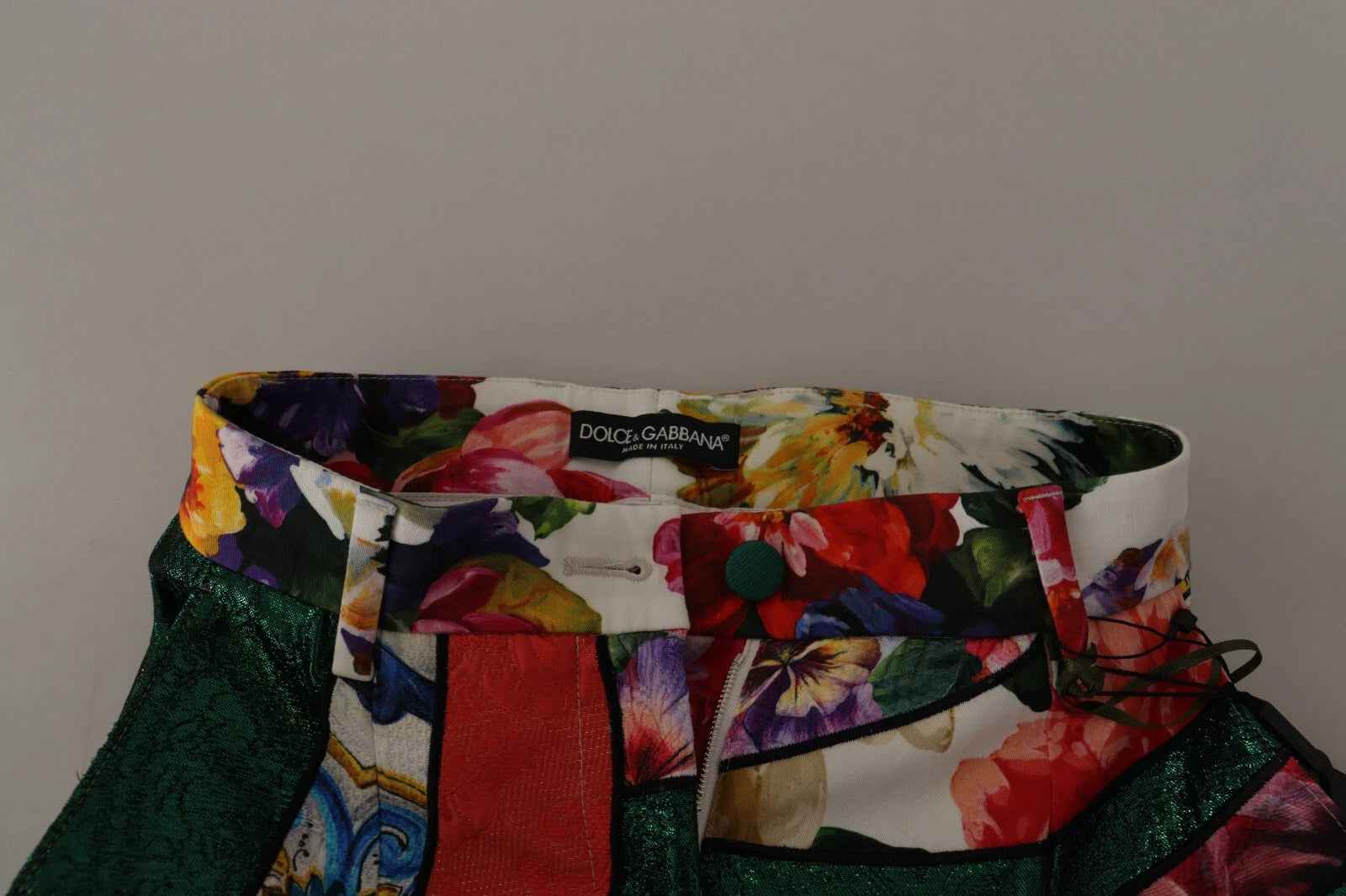 Dolce & Gabbana Multicolor Patchwork Jacquard High Waist Pants