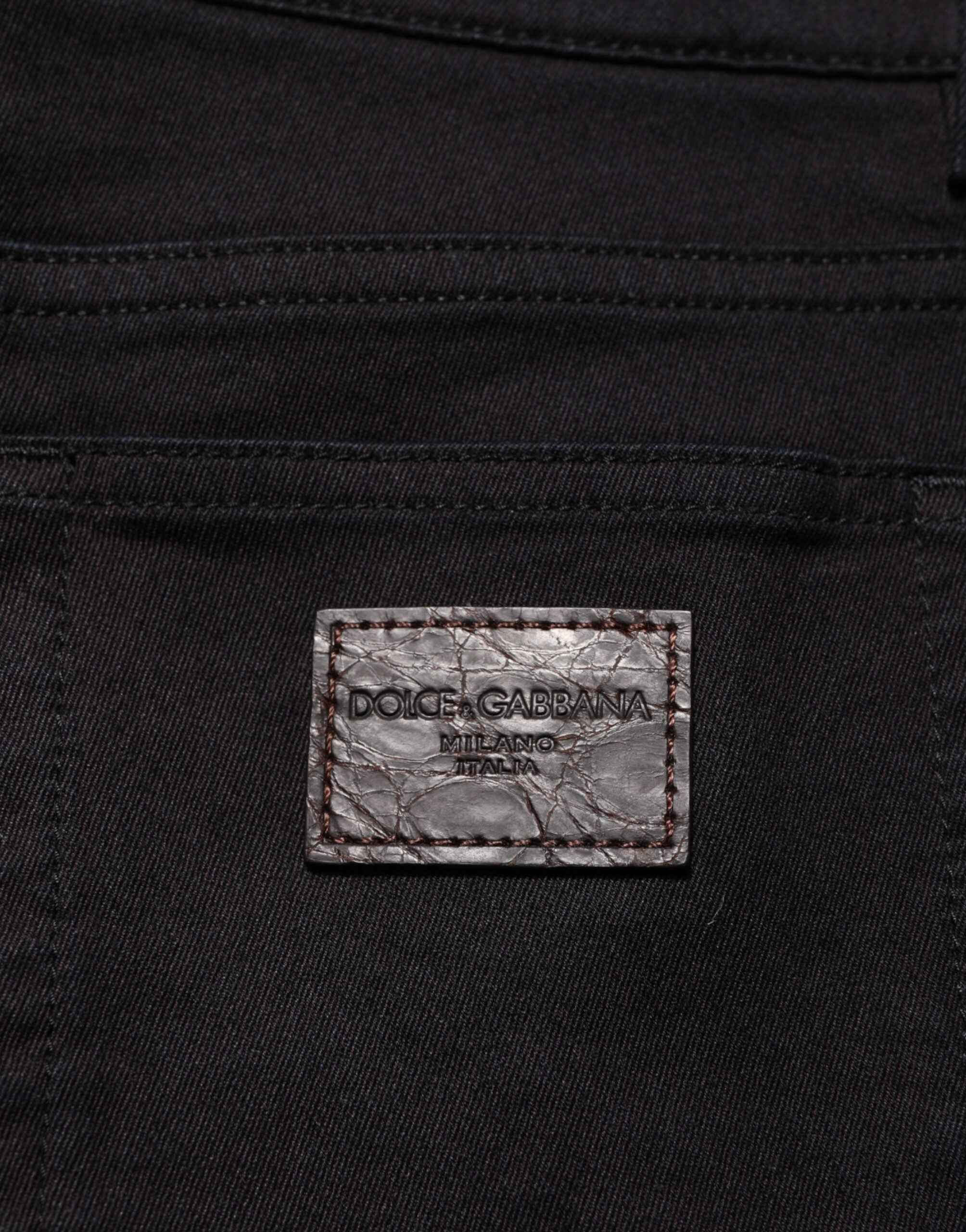 Dolce & Gabbana Black Cotton Blend Skinny Men Trouser Pants