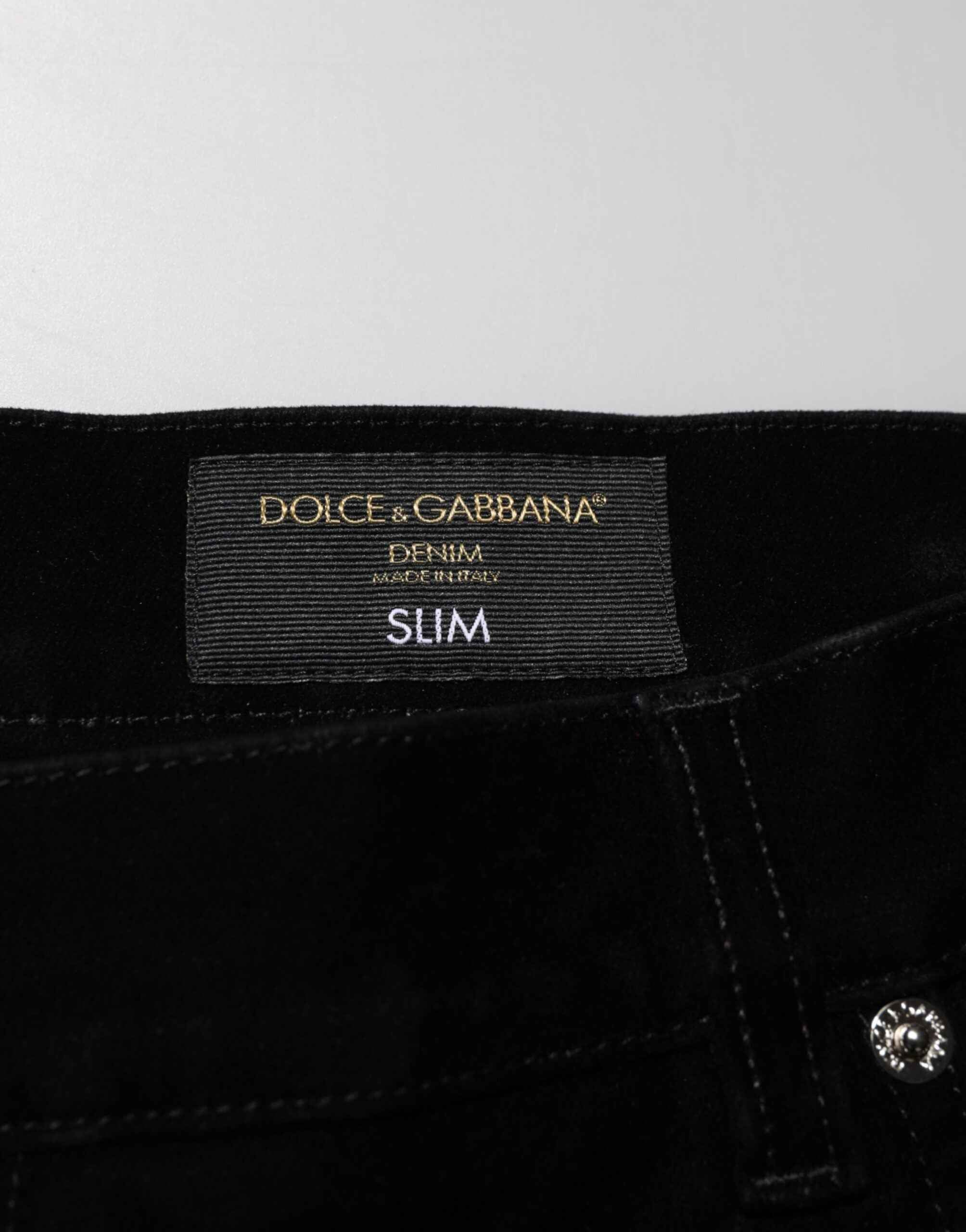 Dolce & Gabbana Black Cotton Slim Fit Denim Trouser Jeans