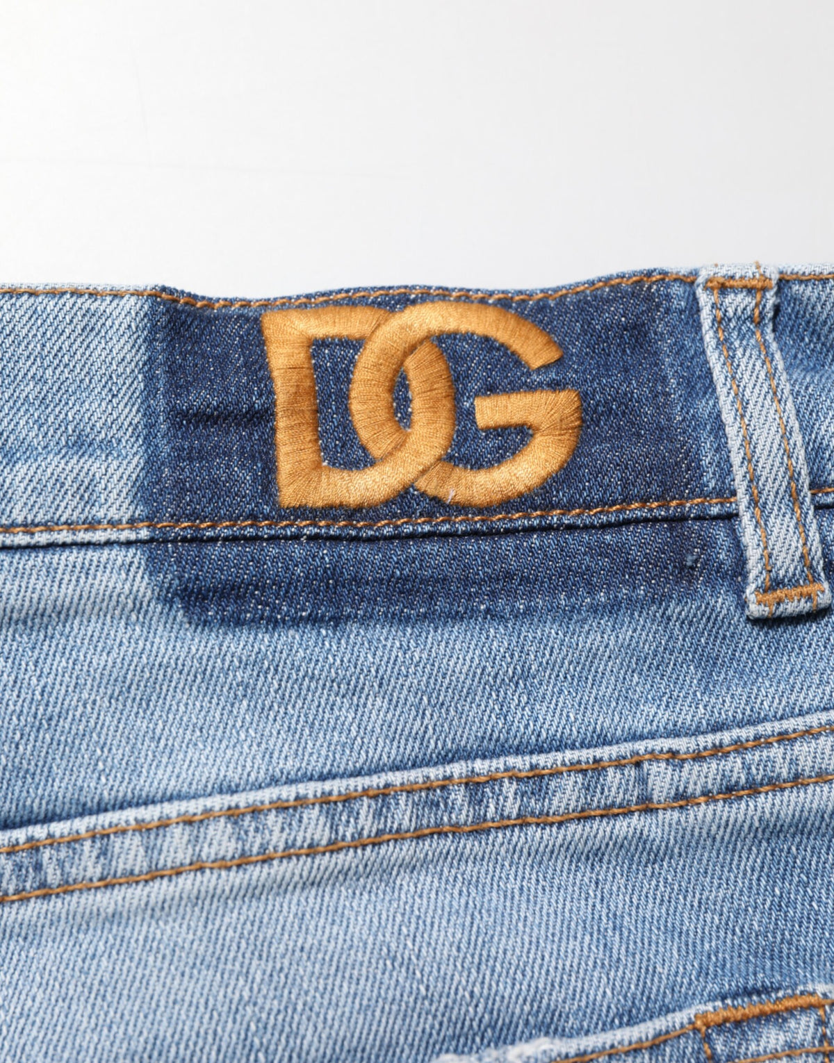Dolce & Gabbana Blue Tattered Slim Fit Cotton Denim Jeans