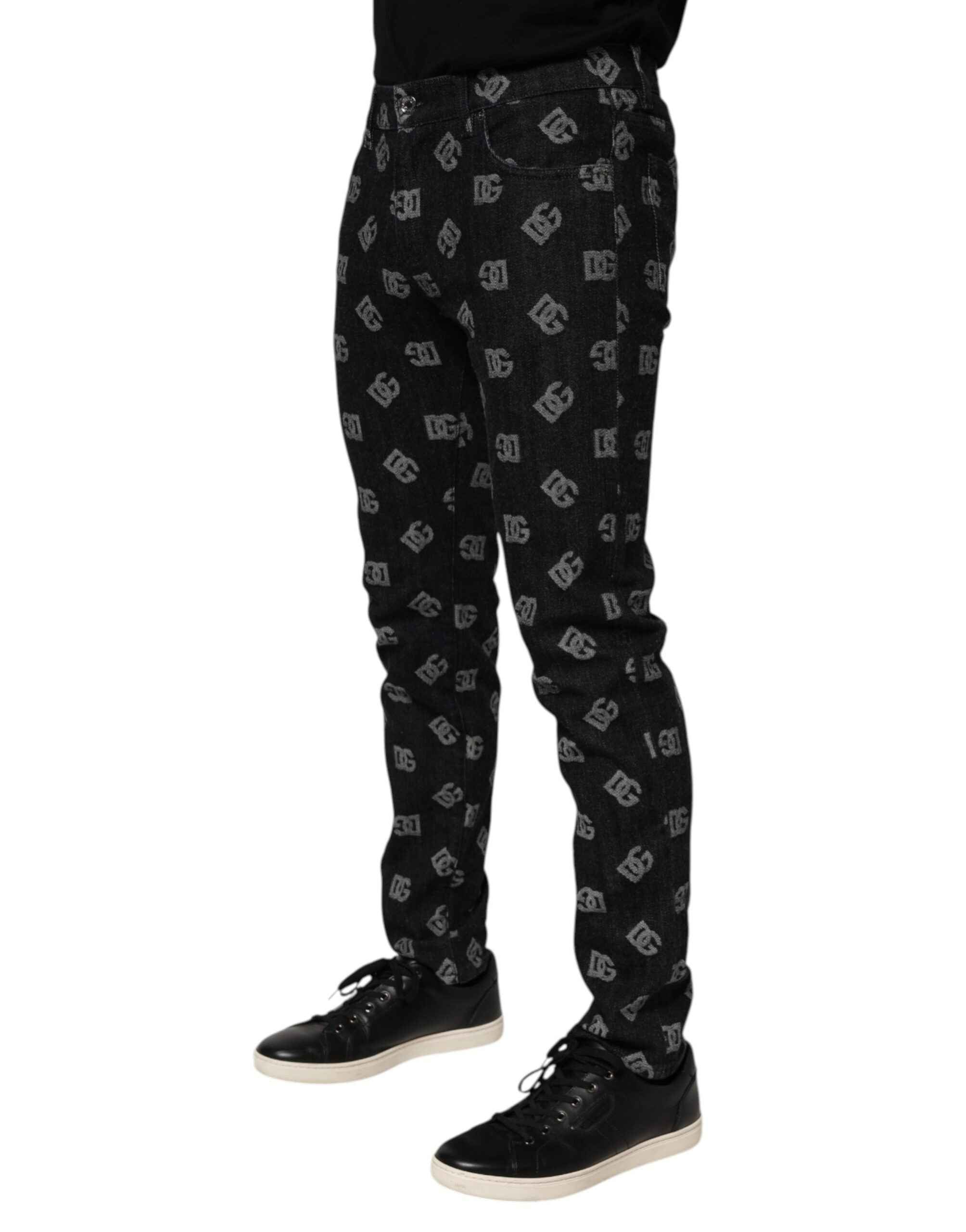 Dolce & Gabbana Black DG Monogram Cotton Skinny Denim Jeans