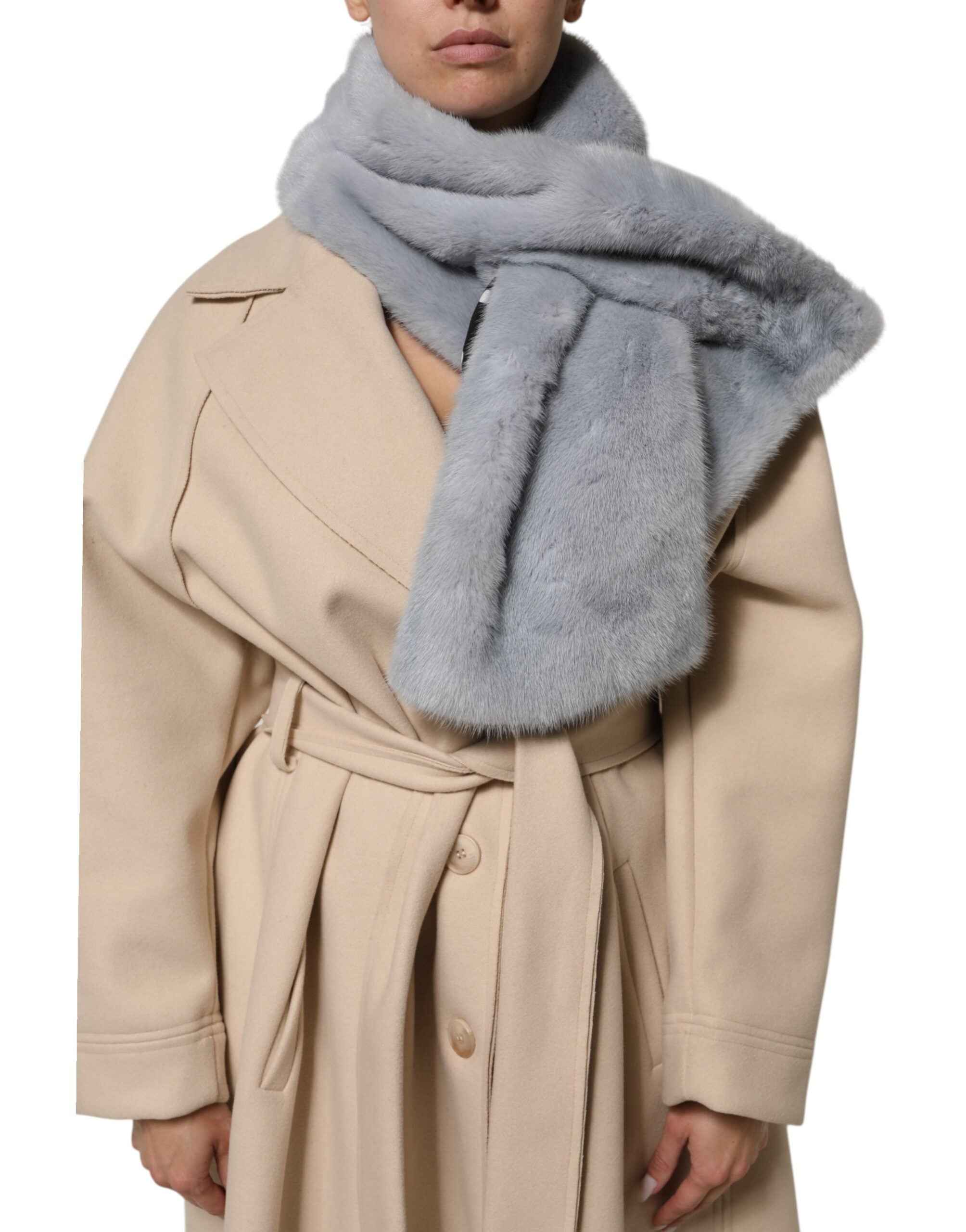 Dolce & Gabbana Powder Blue Mink Fur Neck Warmer Scarf