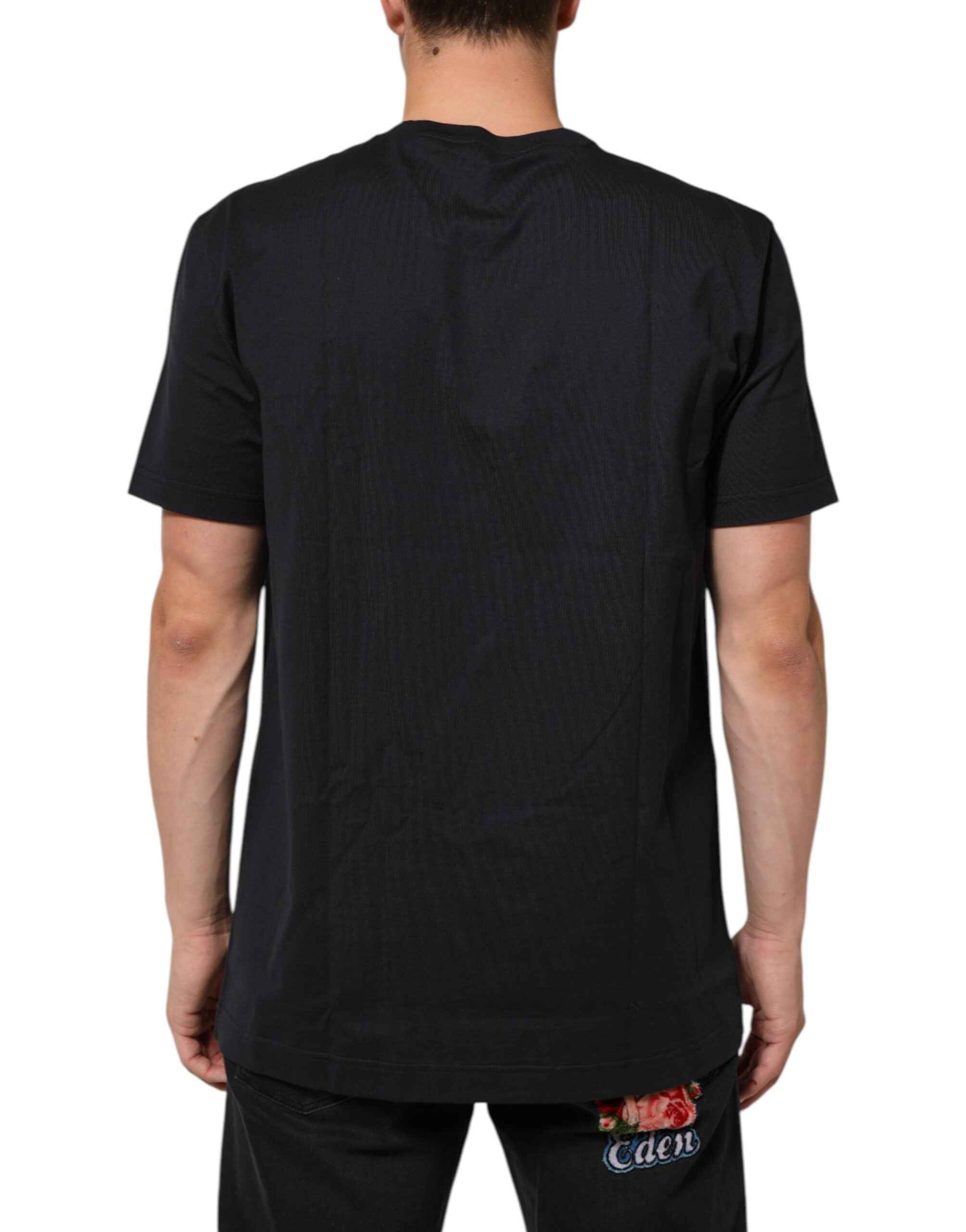 Dolce & Gabbana Black Logo Compass Cotton Crew Neck T-shirt