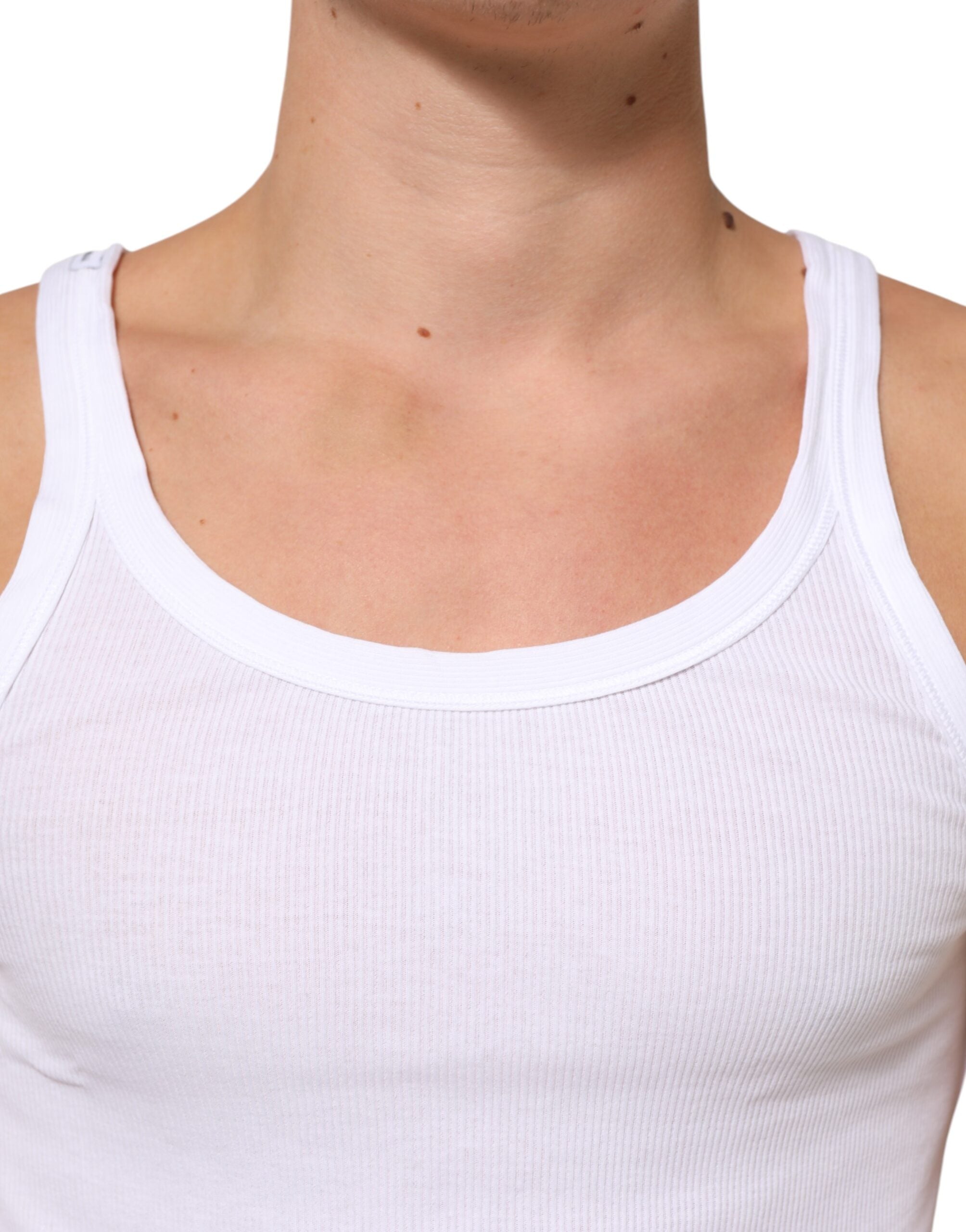 Dolce & Gabbana White Sleeveless Round Neck Tank Top T-shirt