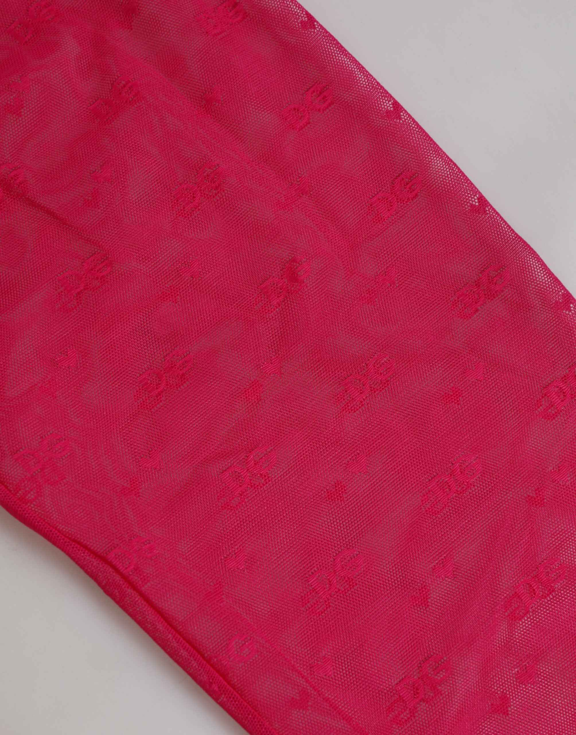 Dolce & Gabbana Fuchsia Nylon Logo Lace Leggings Pants Underwear