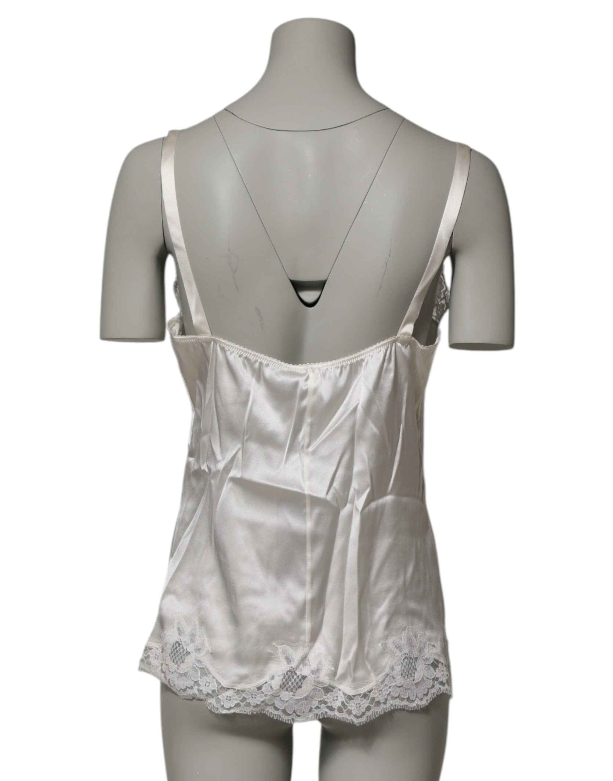 Dolce & Gabbana Off White Floral Lace Tank Lingerie Top Underwear