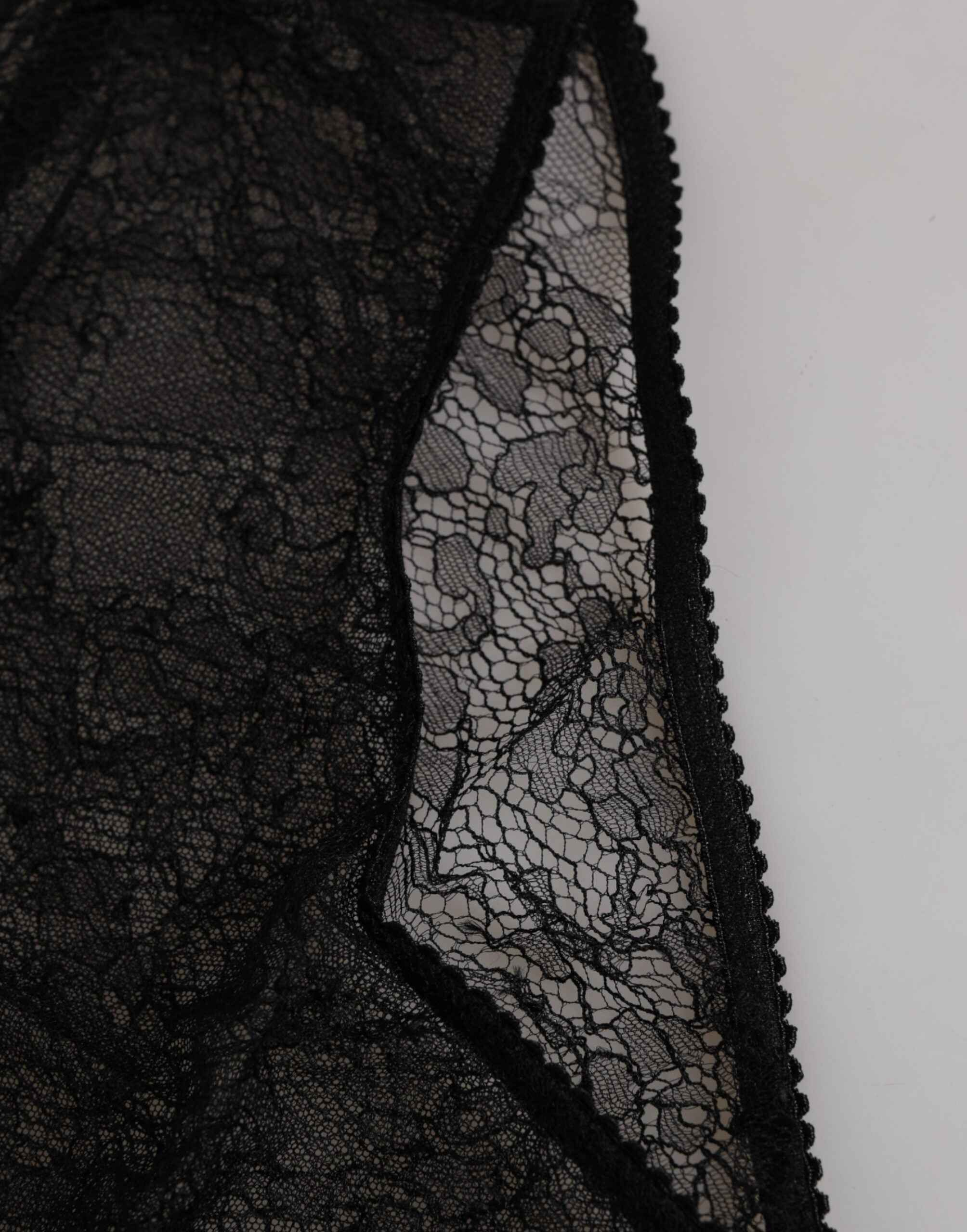 Dolce & Gabbana Black Nylon Stretch High Waist Panty Underwear