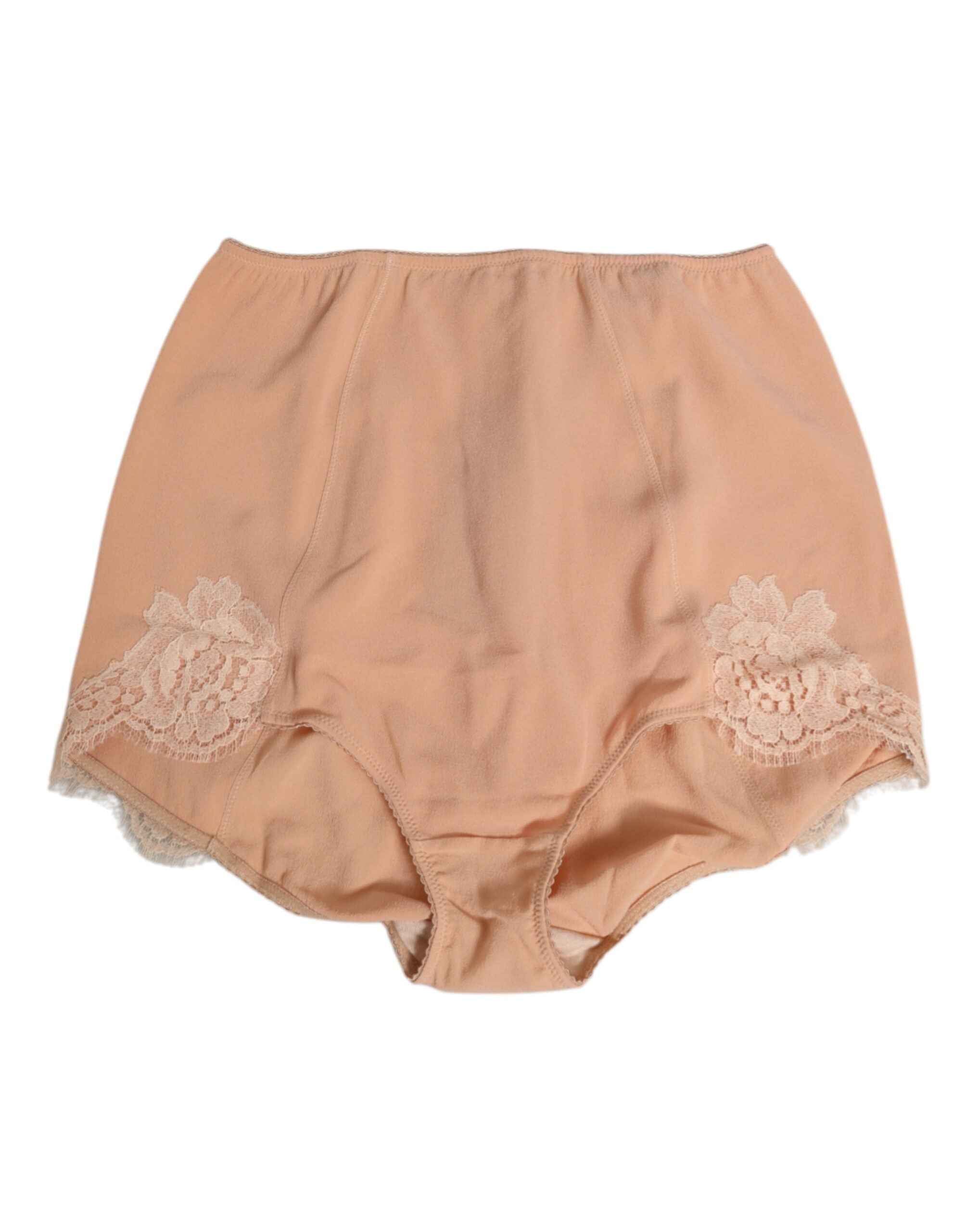 Dolce & Gabbana Beige Silk Stretch High Waist Girdle Underwear