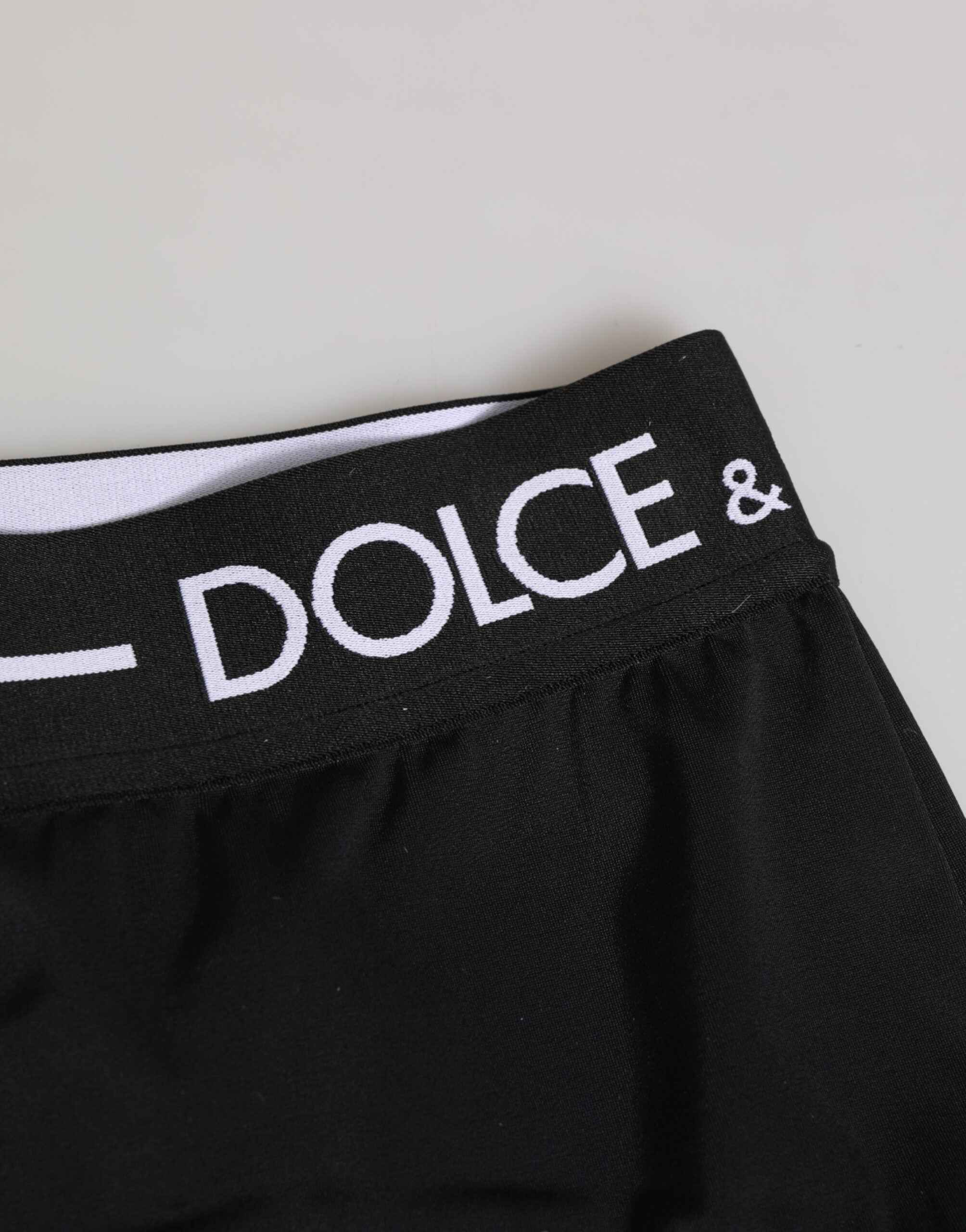Dolce & Gabbana Black Nylon Logo Waistband Shorts Underwear