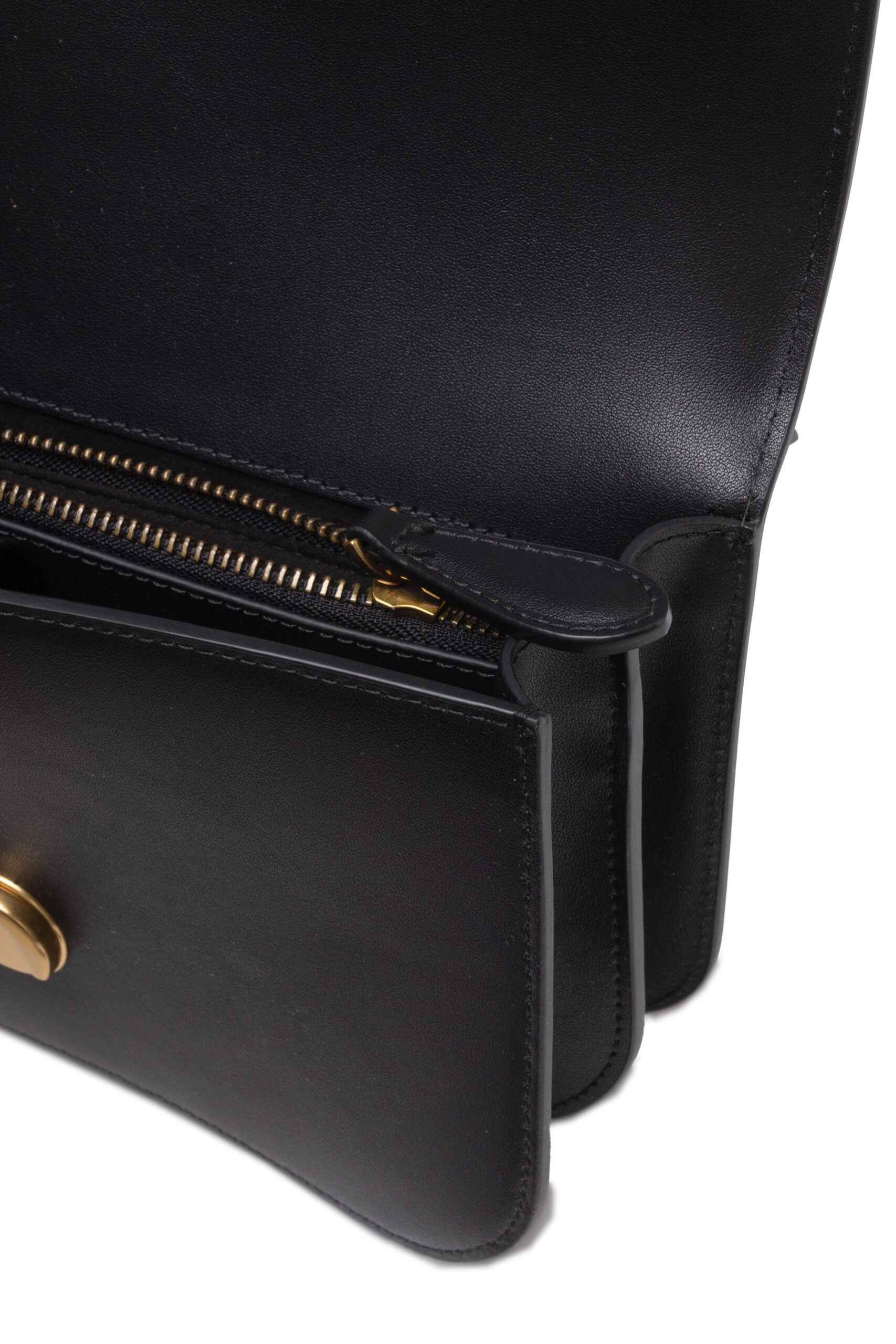 PINKO Black Leather Love Bell Classic Shoulder Bag