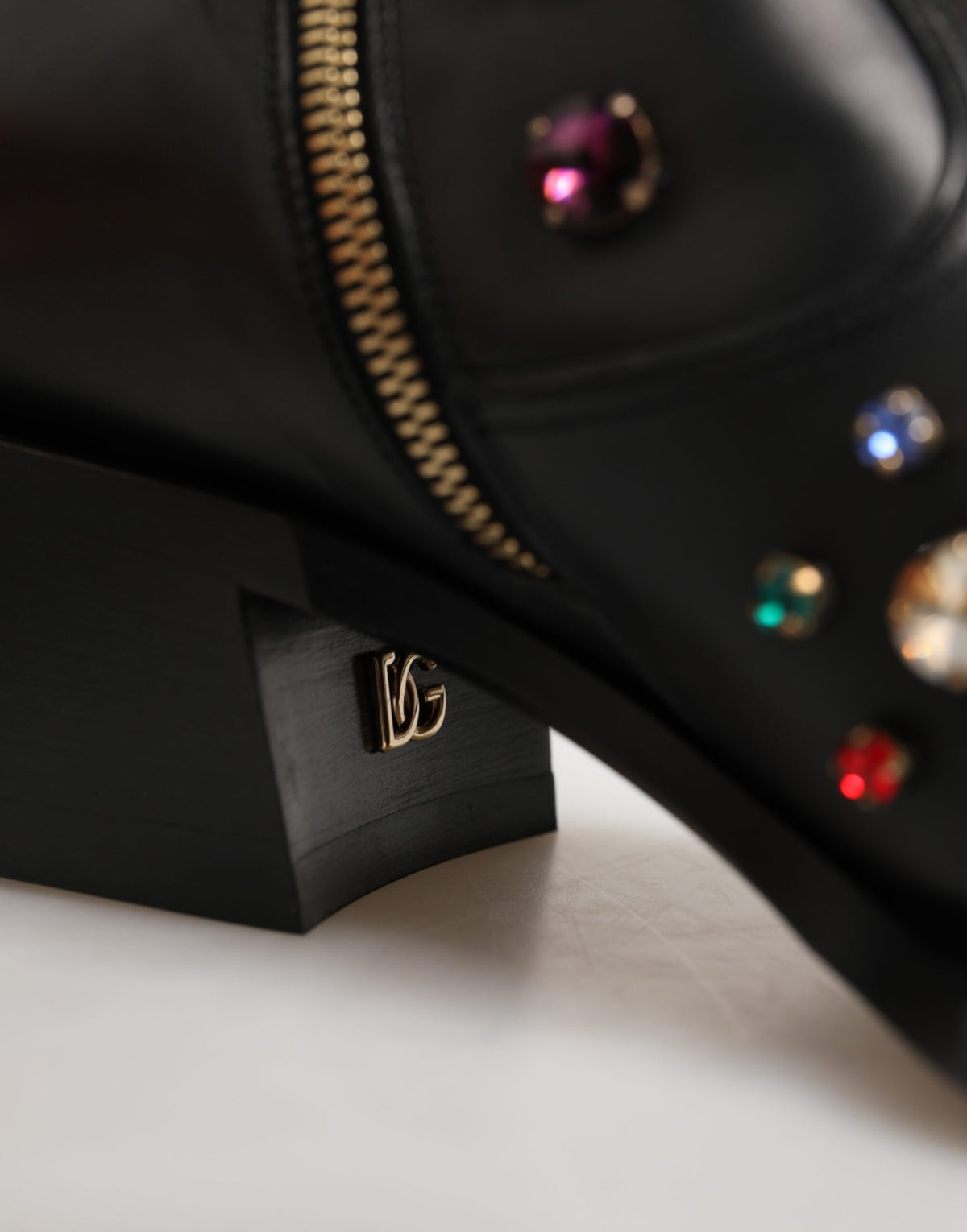 Dolce & Gabbana Black Crystal Embellished Men Short Boots Shoes