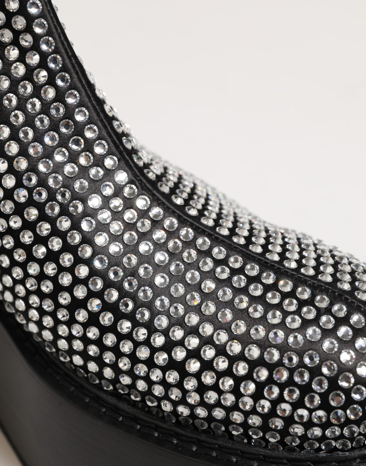 Dolce & Gabbana Black Crystal Strass Mid Calf Short Boots  Shoes