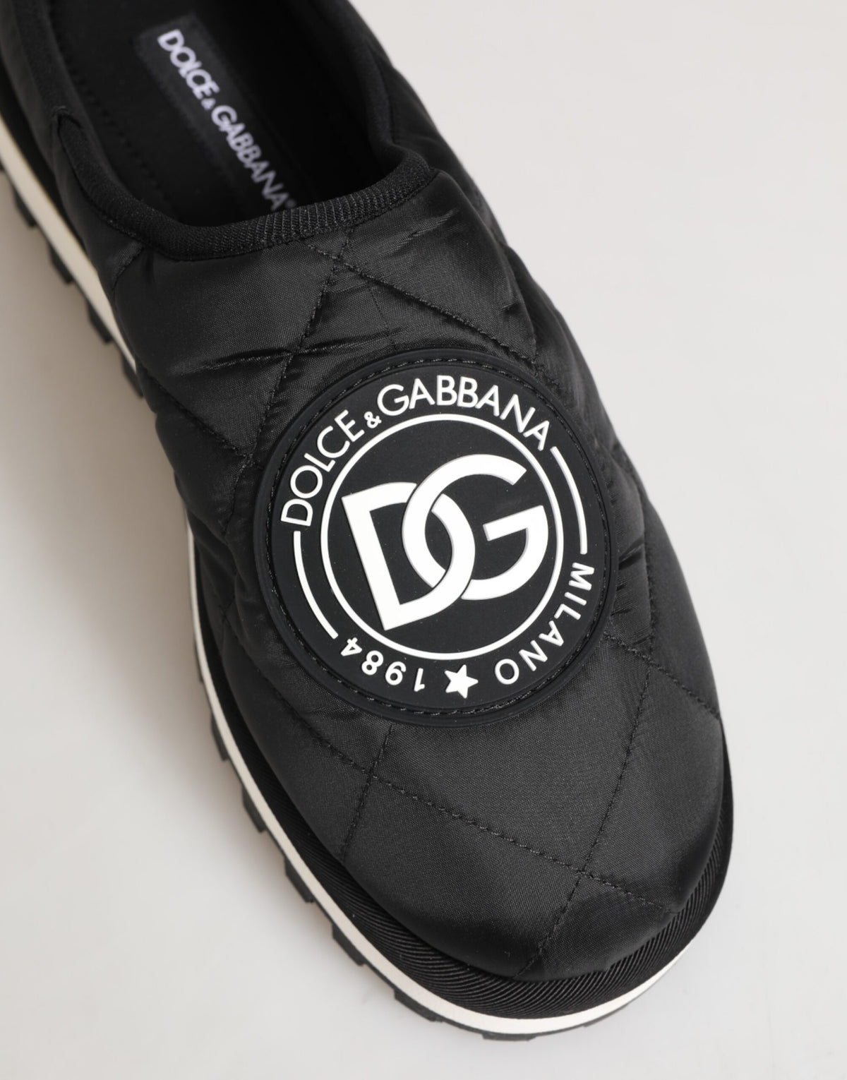 Dolce & Gabbana Black Nylon Low Top Slip On Sneaker Shoes