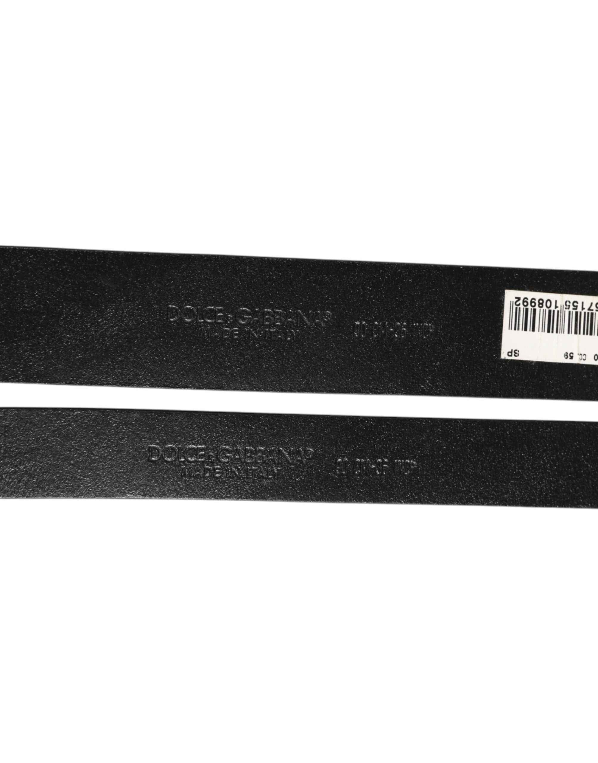 Dolce & Gabbana Black Double Strap Leather Silver Buckle Belt