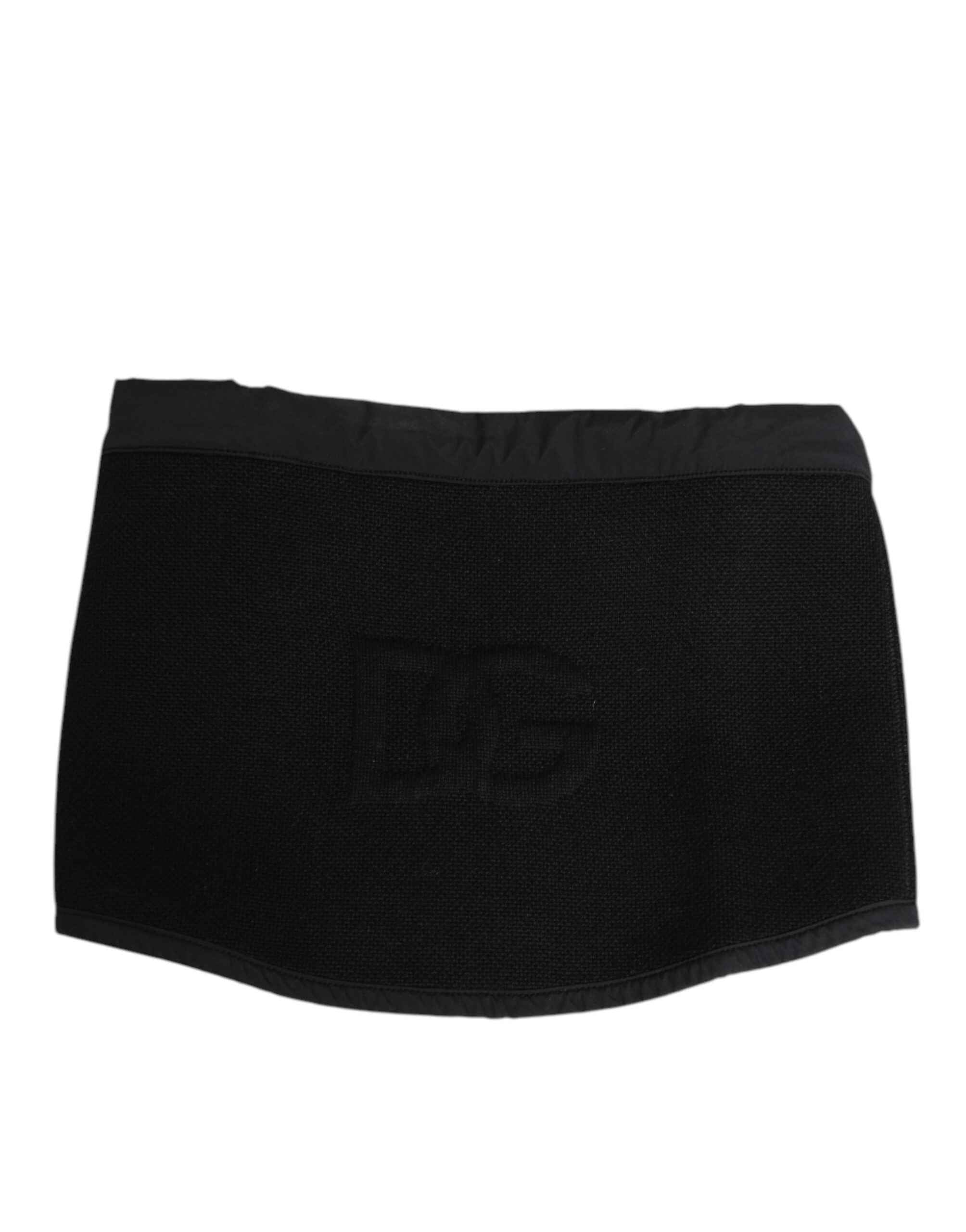 Dolce & Gabbana Black Lace Stole Knitted DG Logo Men One Size Scarf