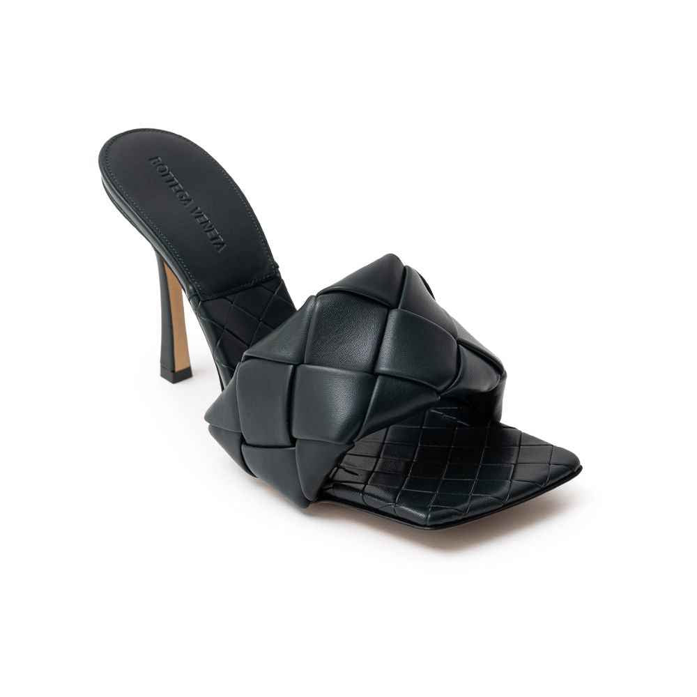 Bottega Veneta Green Leather Stiletto Heel Sandals
