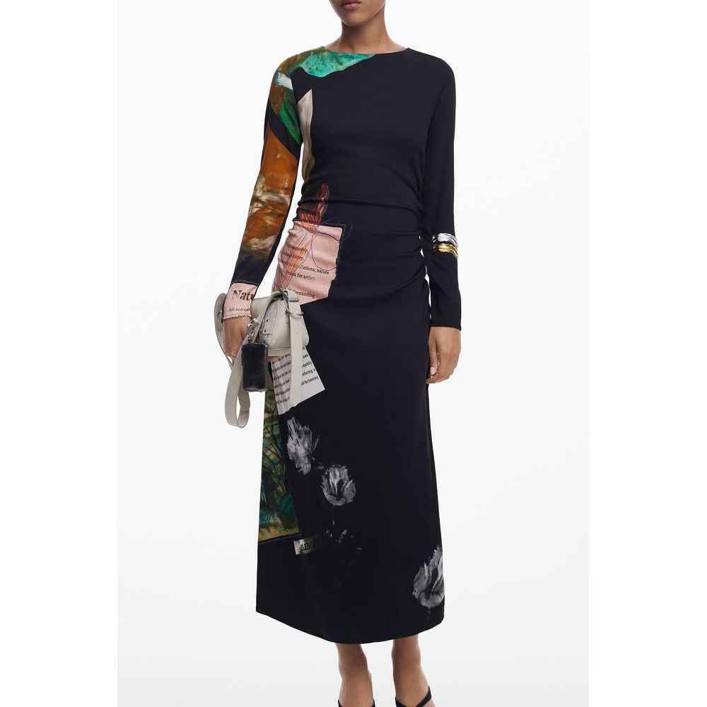 Desigual Nero Viscosa Womens Long Dress