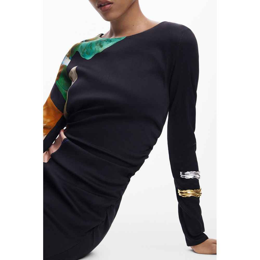 Desigual Nero Viscosa Womens Long Dress