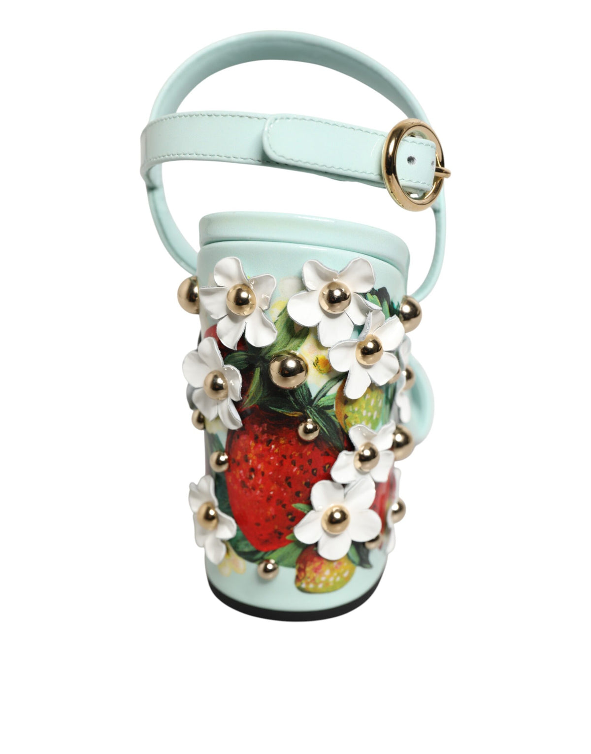 Dolce & Gabbana Mint Green Floral Studs Heels Sandals Shoes