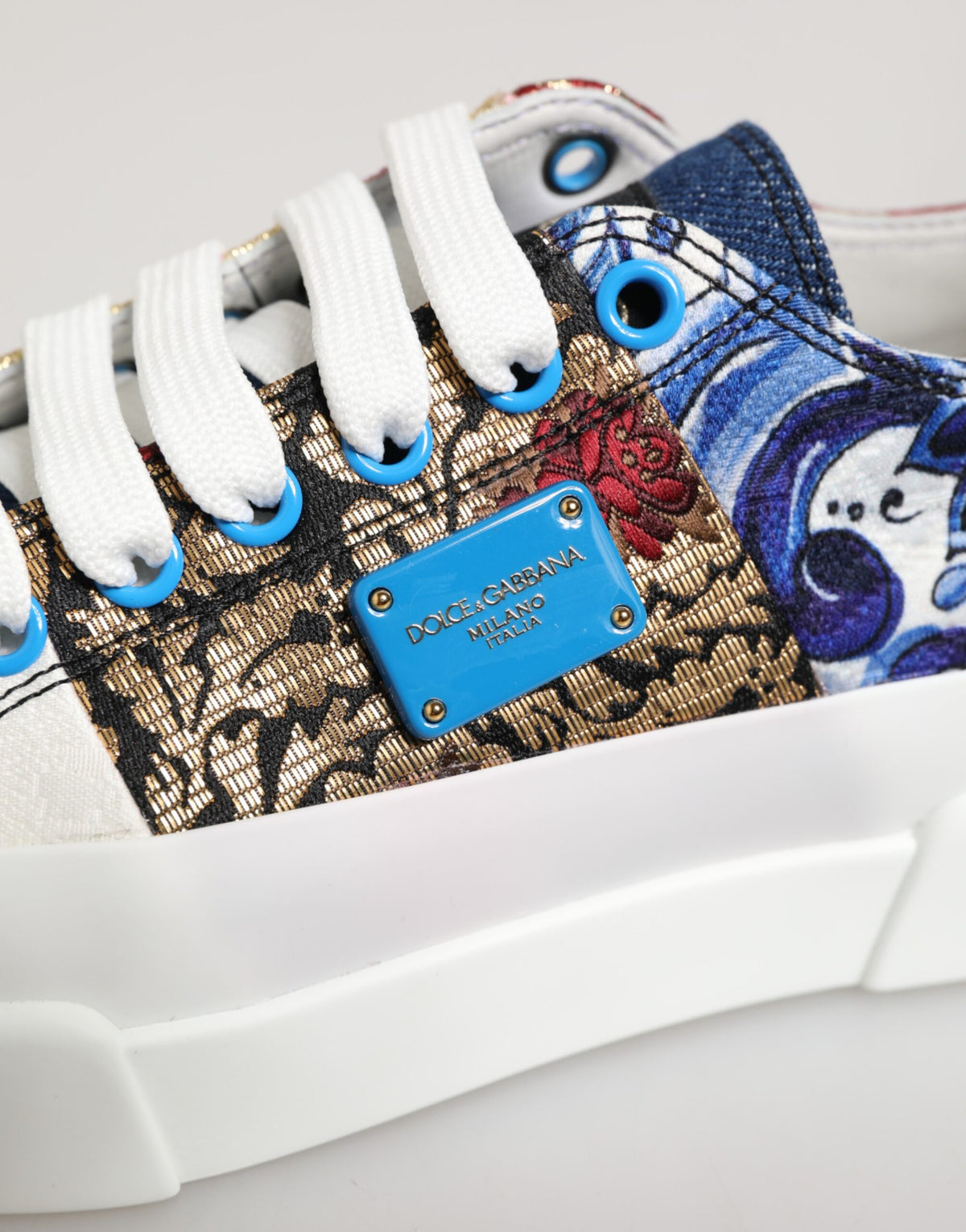 Dolce & Gabbana Multicolor Patchwork Low Top Sneakers Shoes