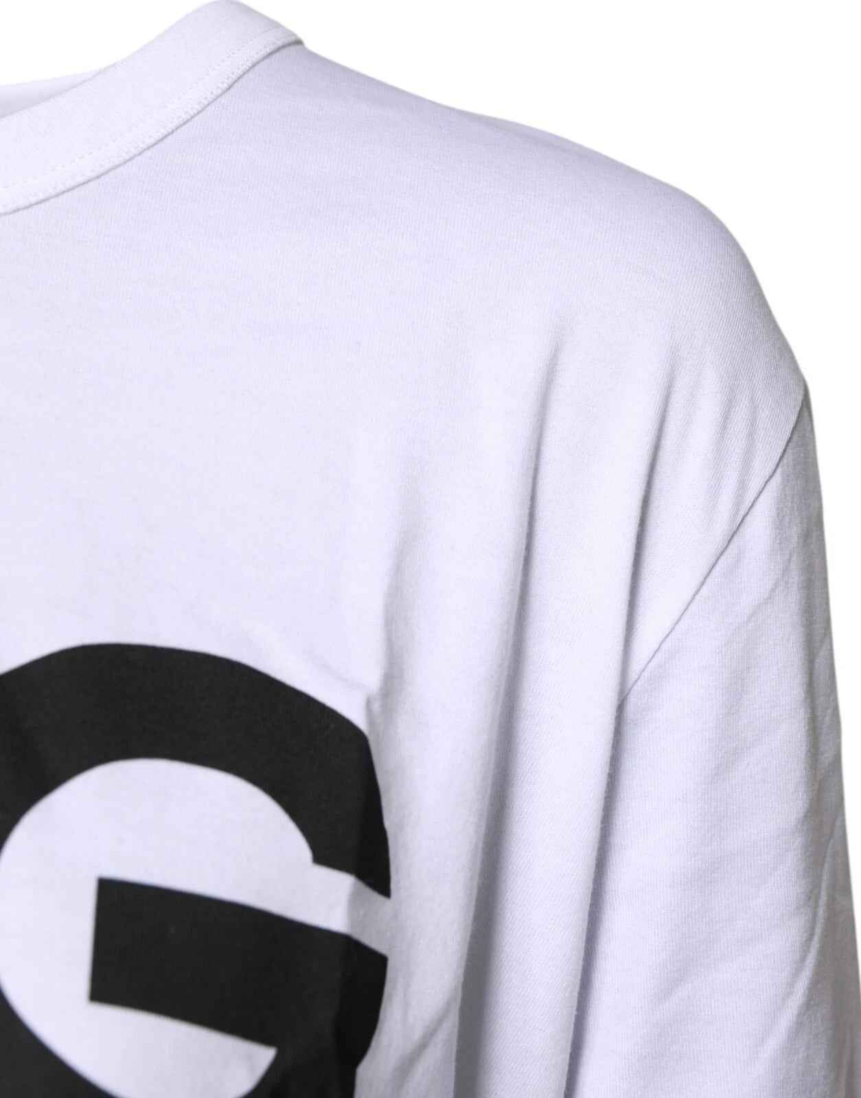 Dolce & Gabbana White Graphic Print Cotton Crew Neck T-shirt