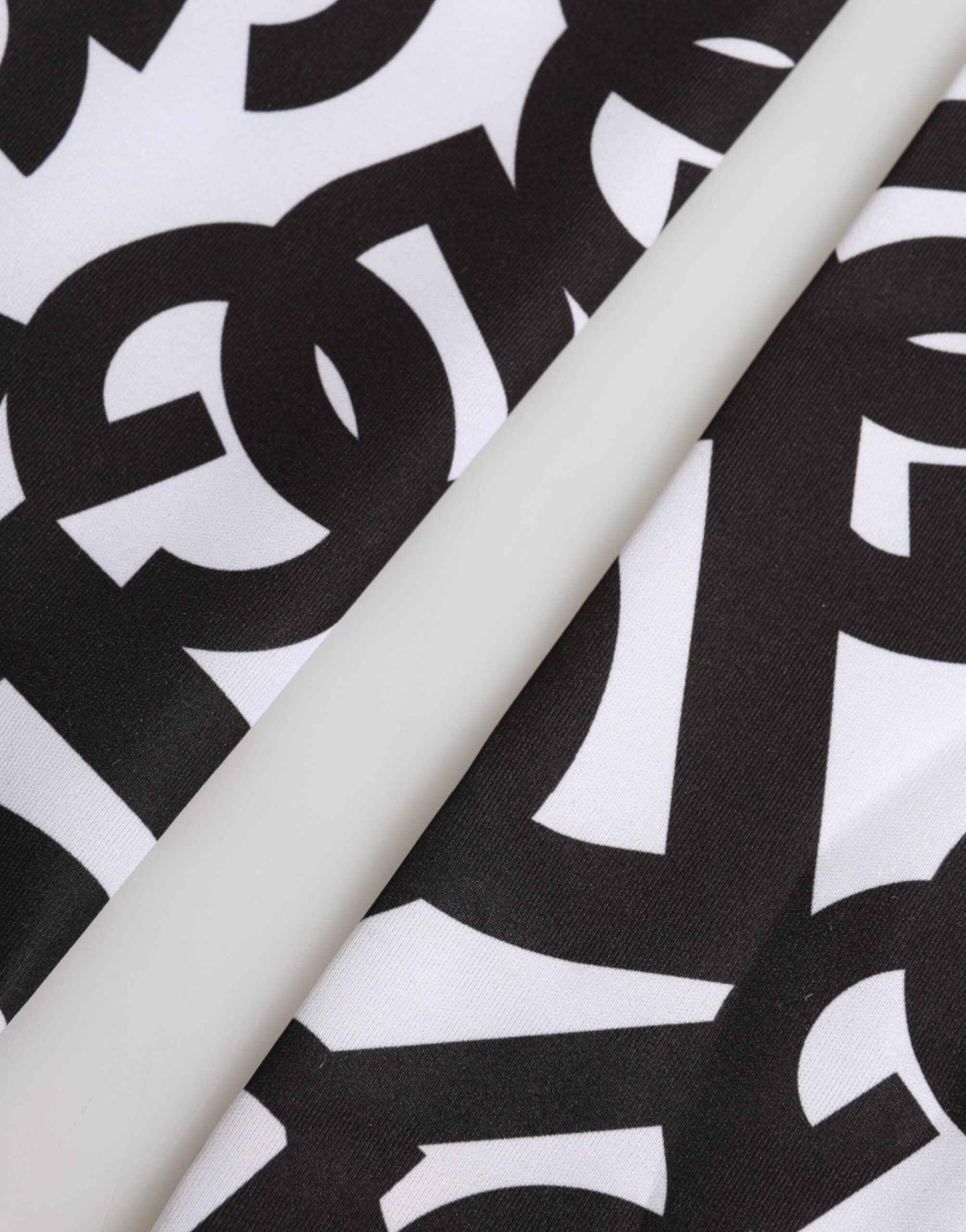 Dolce & Gabbana Black White DG Logo Elbow Length Mitten Gloves