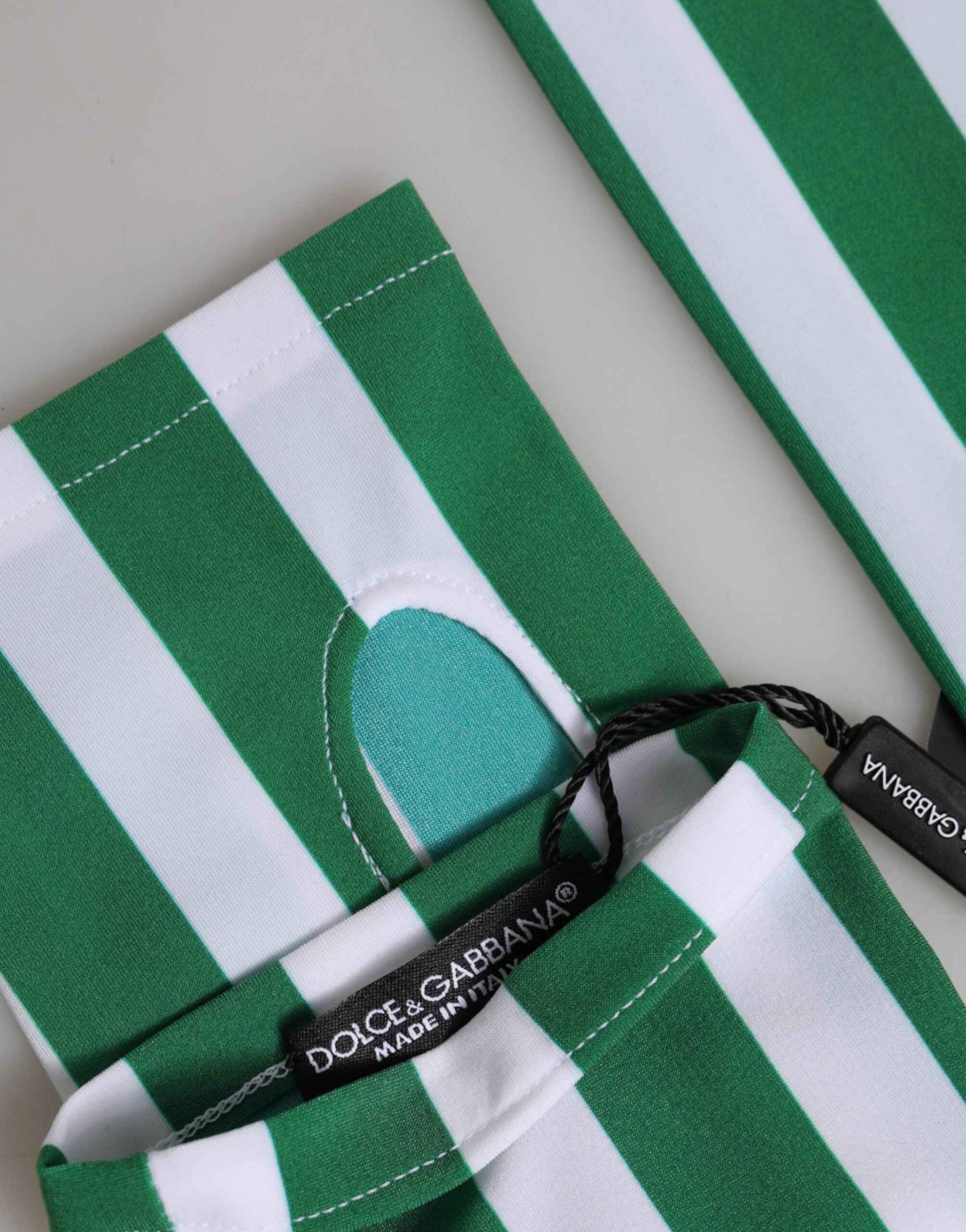 Dolce & Gabbana Green White Nylon Fingerless Wrist Length Gloves