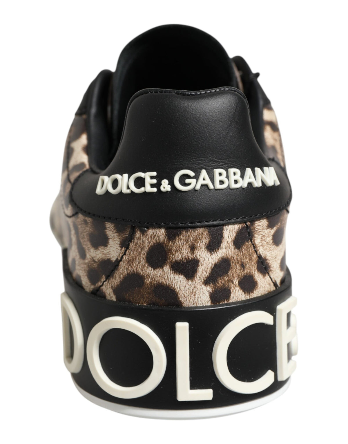 Dolce & Gabbana Brown Leather Leopard Low Top Sneakers Shoes