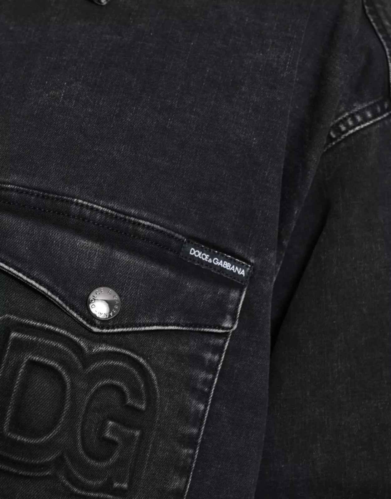 Dolce & Gabbana Black Cotton Long Sleeve Denim Casual Shirt