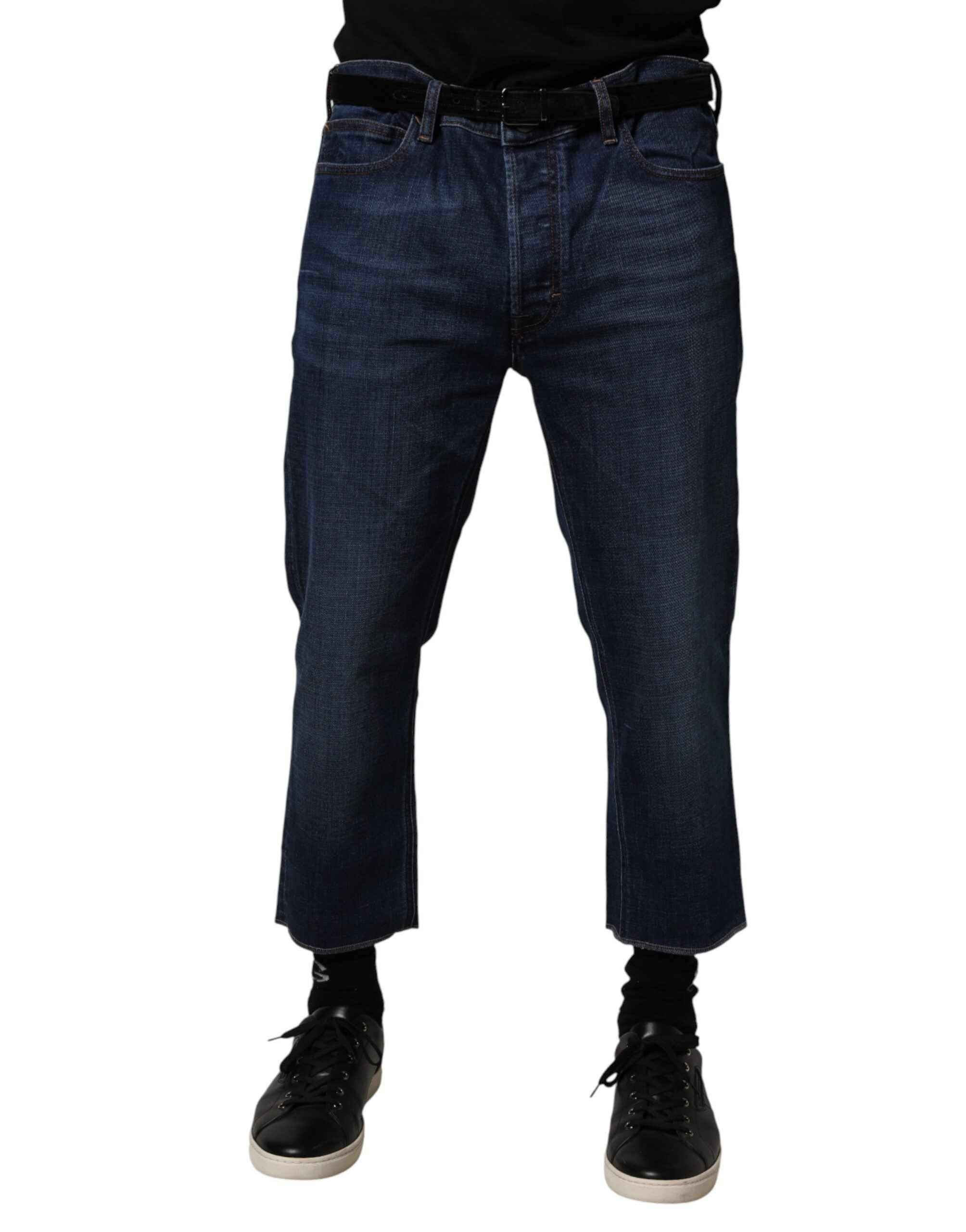 Vivienne Westwood Blue Mid Waist Cotton Men Cropped Denim Jeans