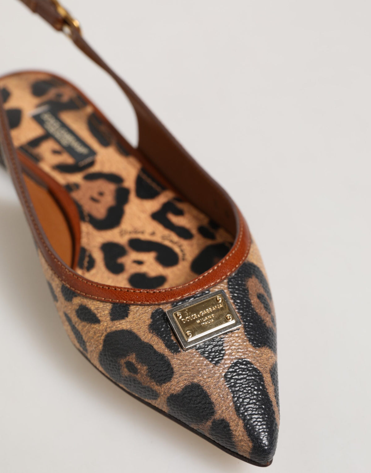 Dolce & Gabbana Brown Leopard Slingback Flats Sandals Shoes