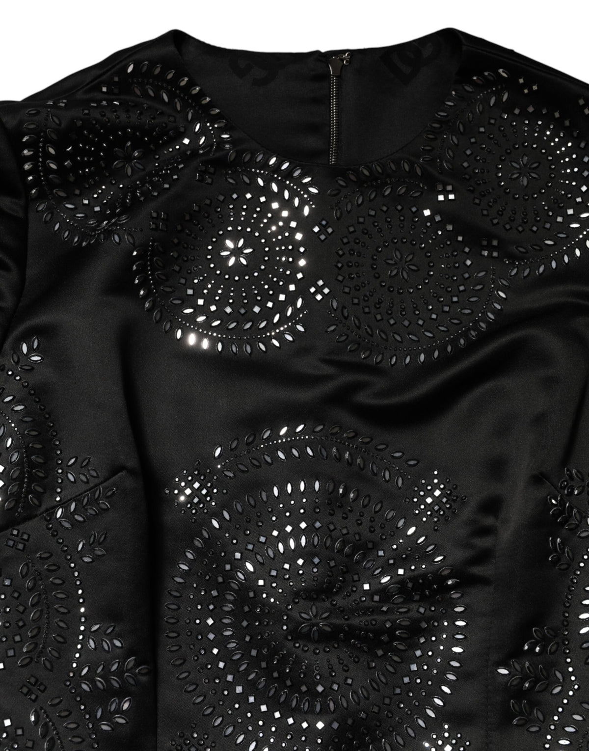 Dolce & Gabbana Black Embellished Short Sleeve Sheath Dress