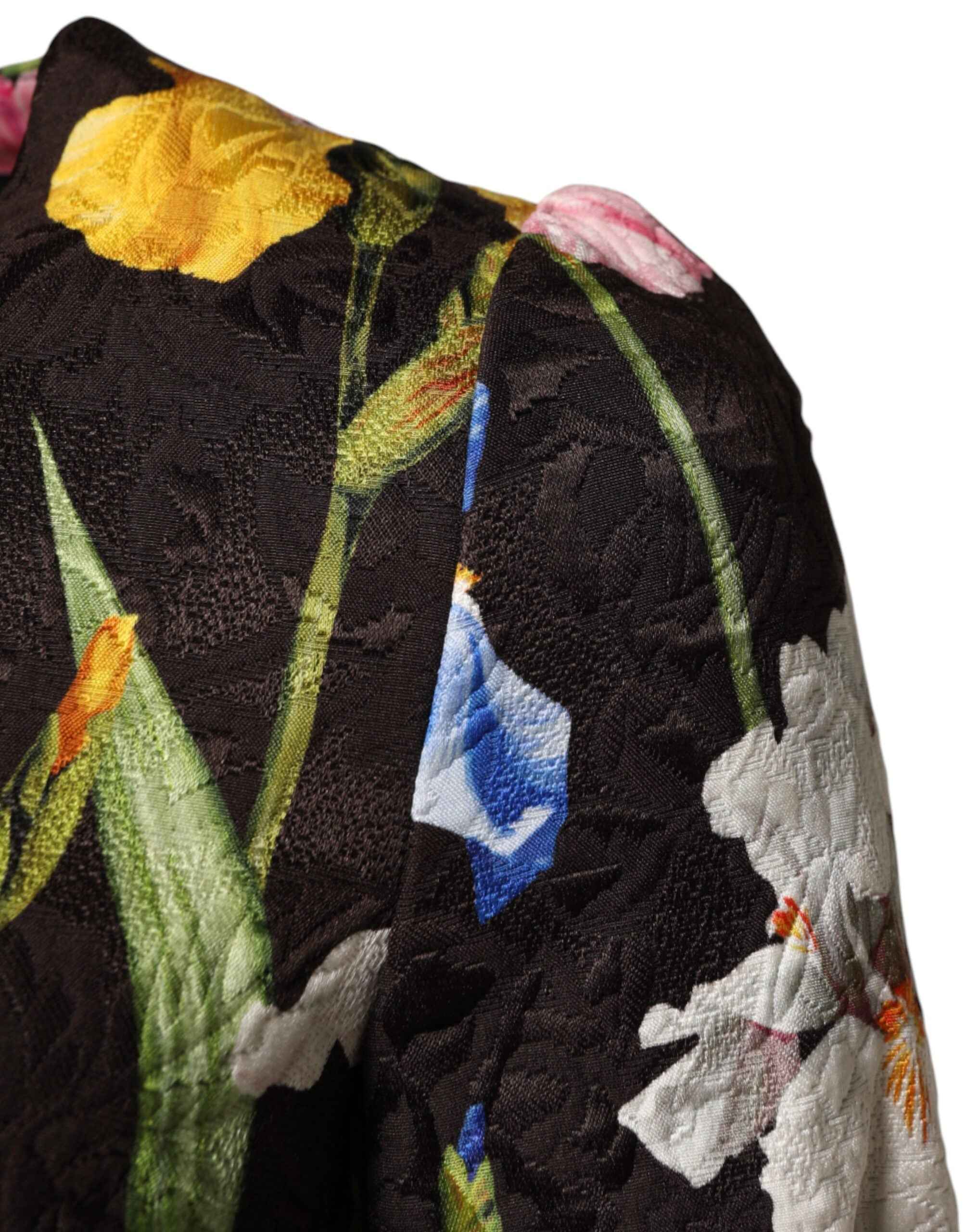 Dolce & Gabbana Black Floral Brocade A-line Mini Dress