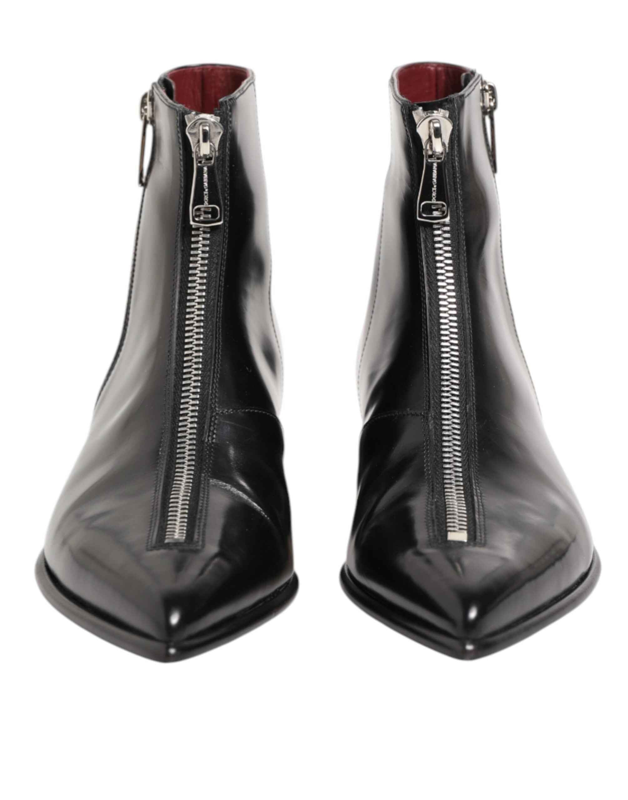 Dolce & Gabbana Black Leather Chelsea Short Ankle Boots Shoes