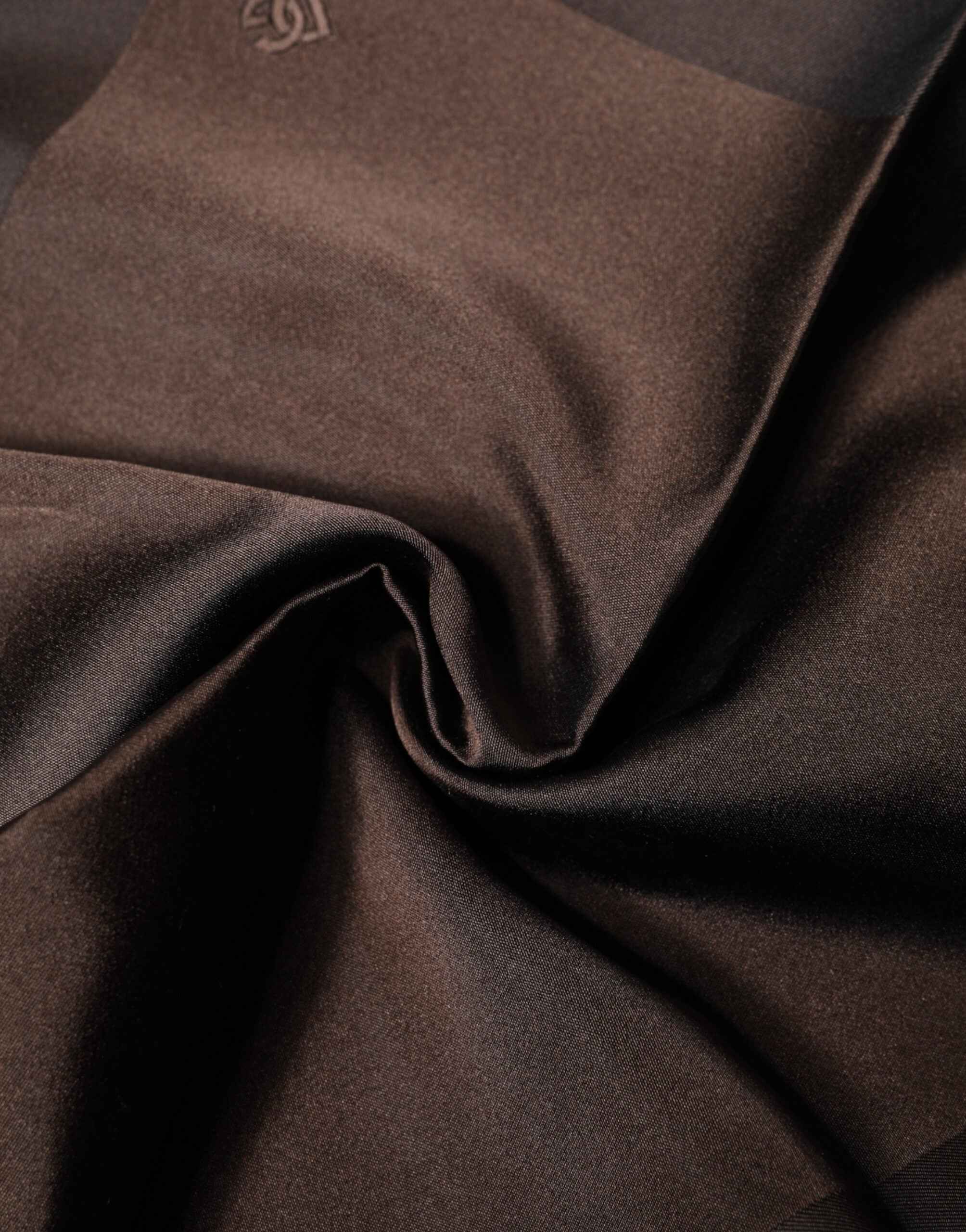 Dolce & Gabbana Brown Logo Silk Square Handkerchief Scarf