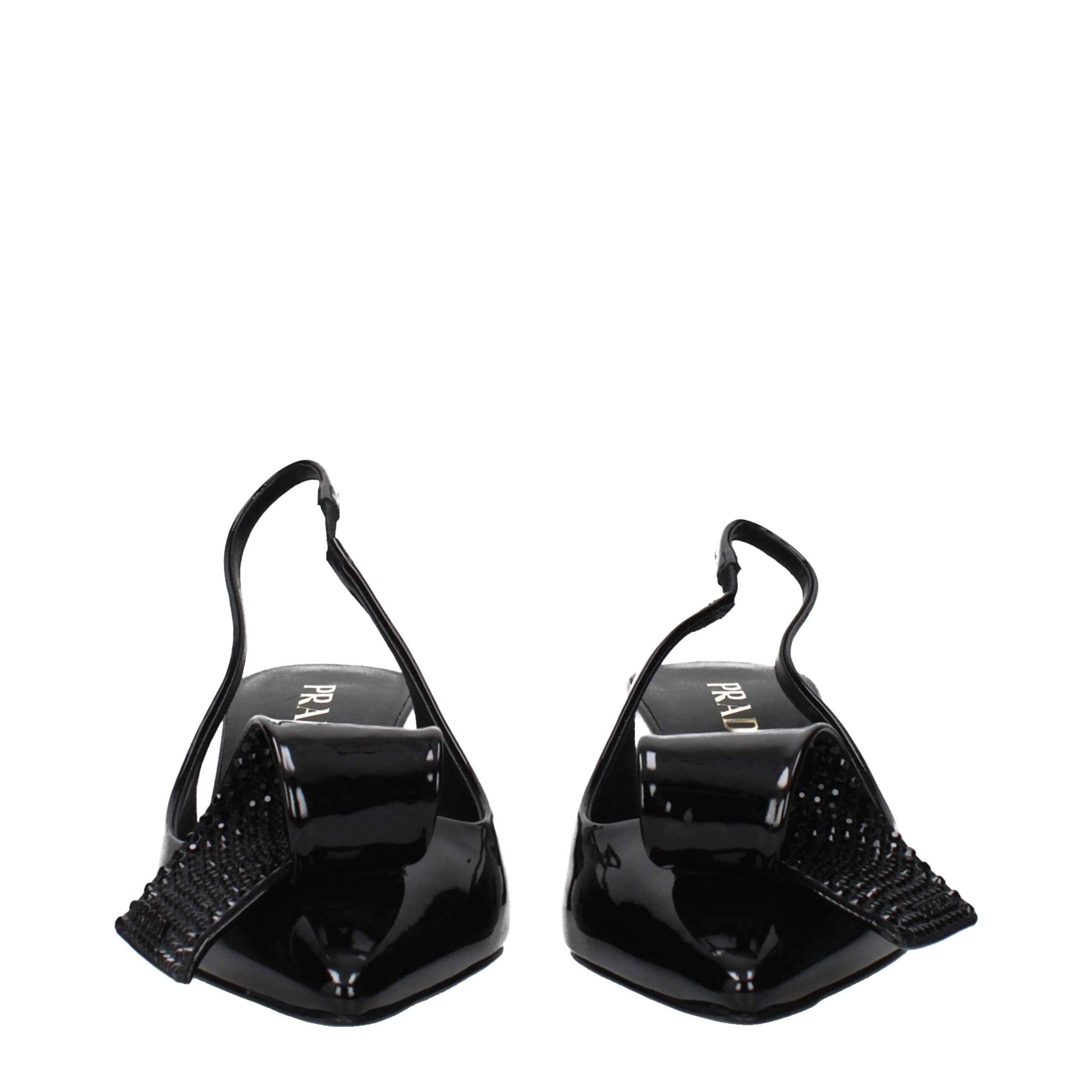 Prada Black Leather Stiletto Heel Sandals