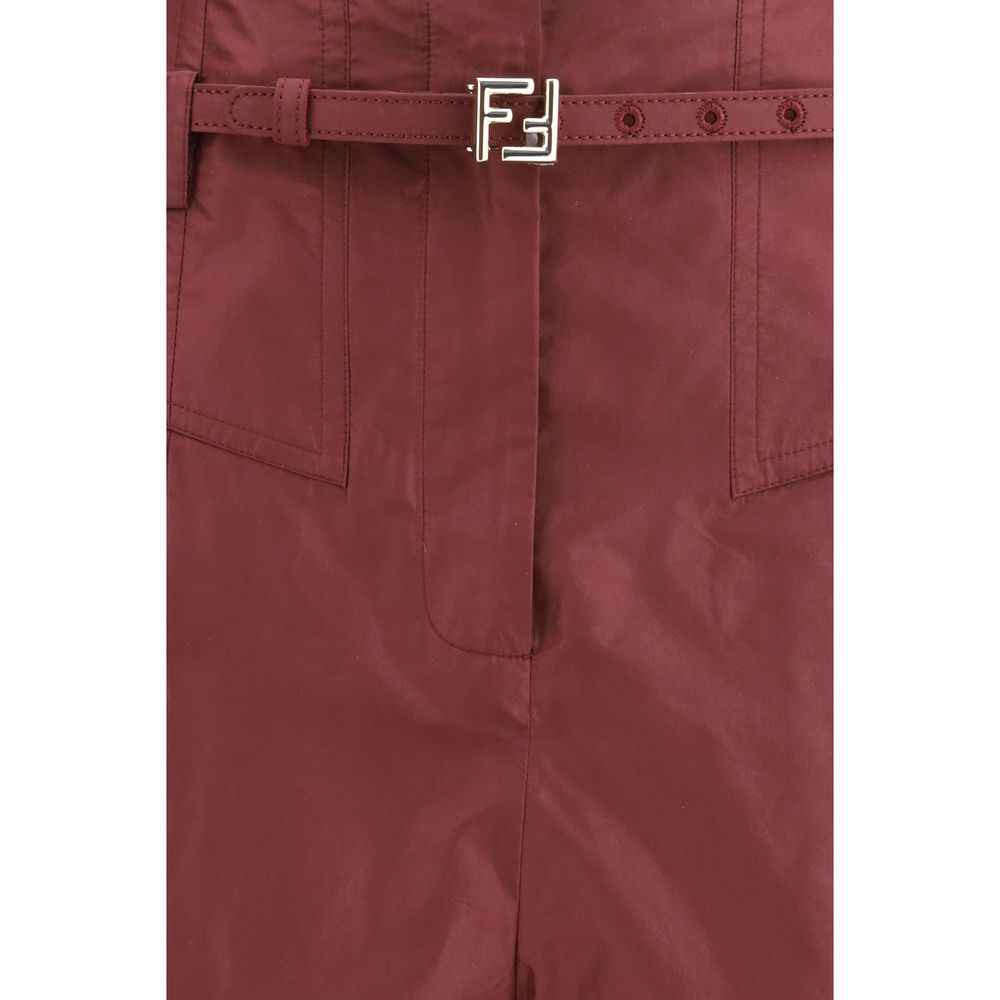 Fendi Bordeaux Silk Casual Pants