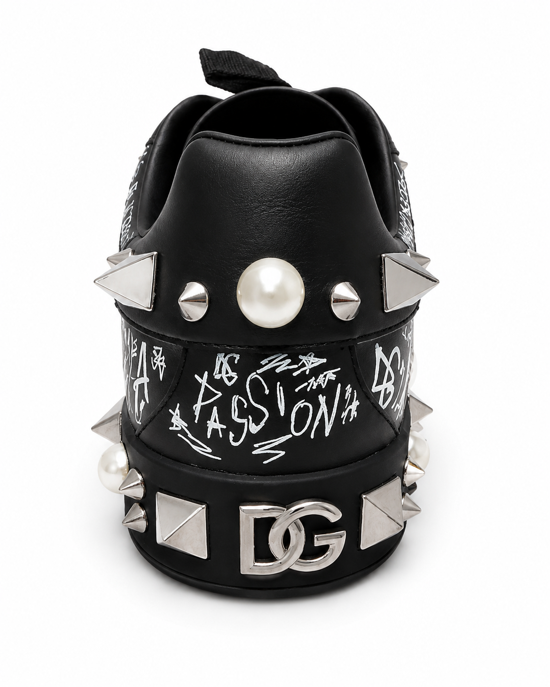 Dolce & Gabbana Portofino Graffiti Studded Leather Sneakers