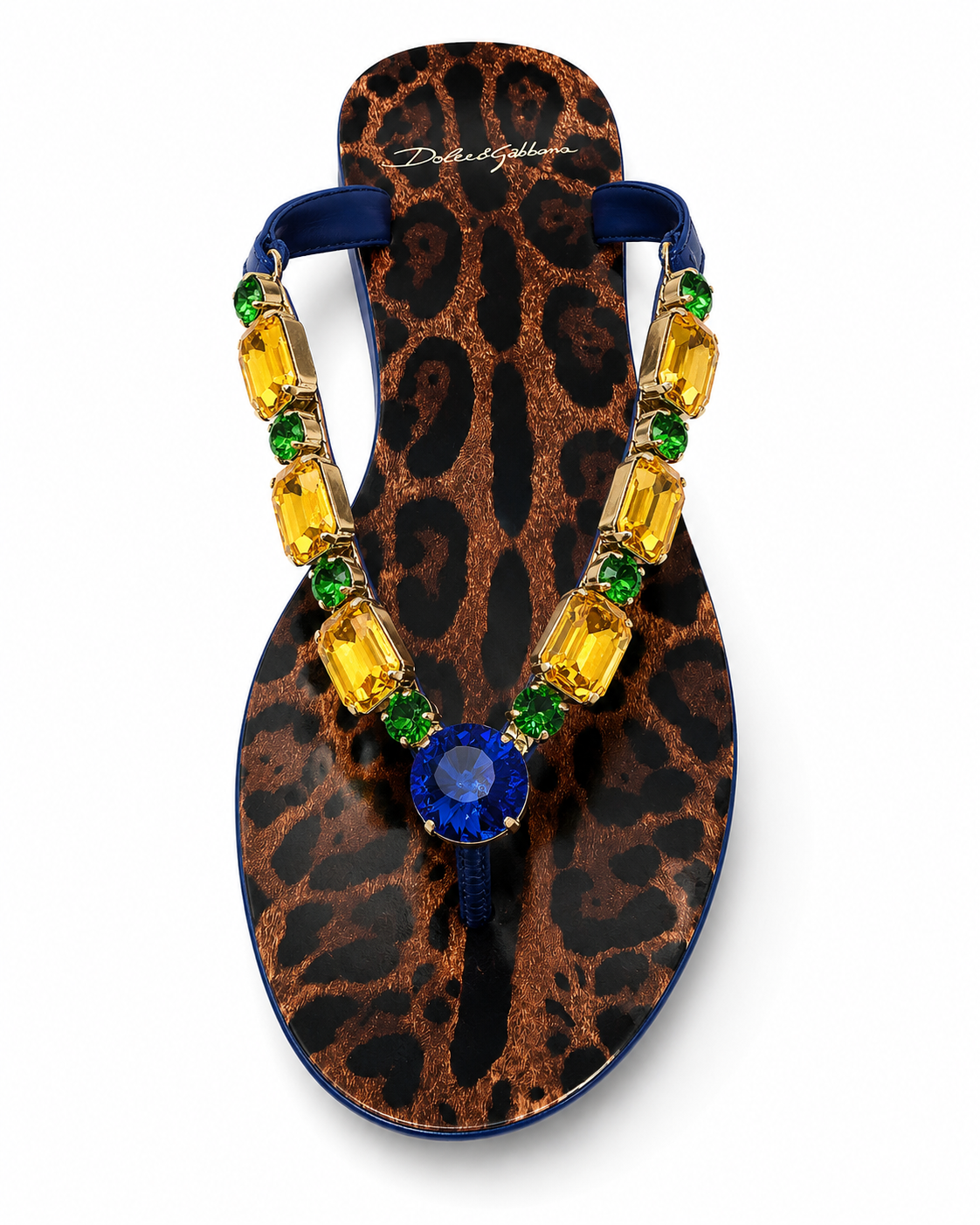 Dolce & Gabbana Crystal-Embellished Leopard Print Flip Flops