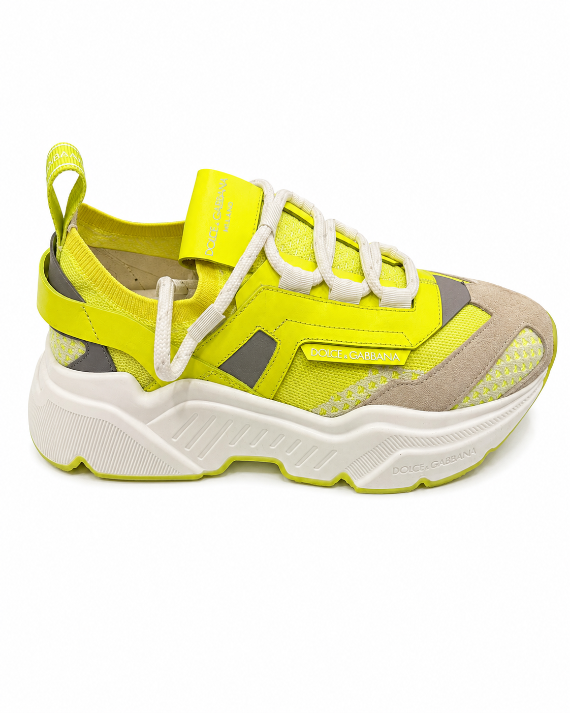 Dolce & Gabbana Daymaster Yellow Bassa Leather Chunky Sneakers