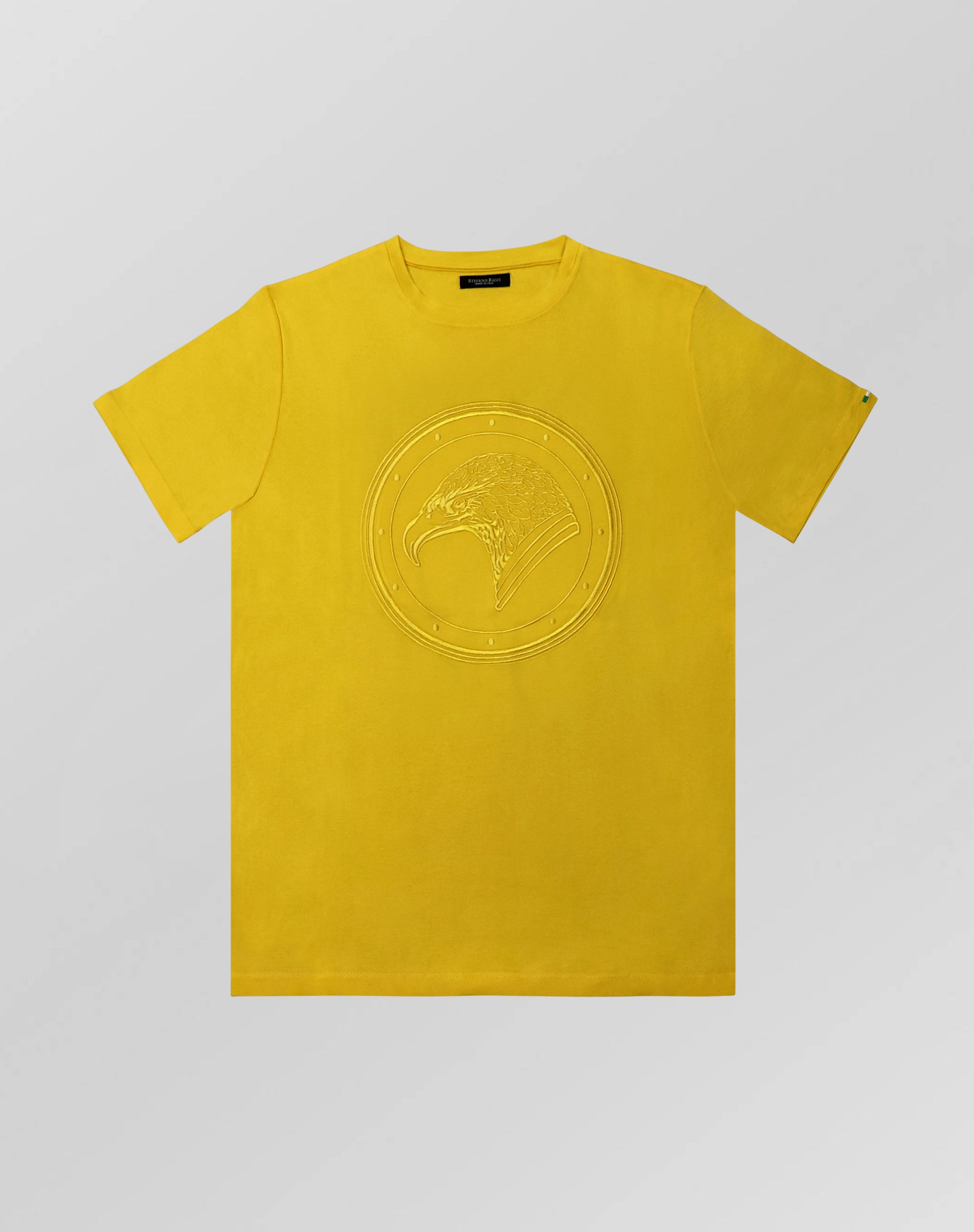 Stefano Ricci Silk Cotton T-Shirt with Eagle Embroidery