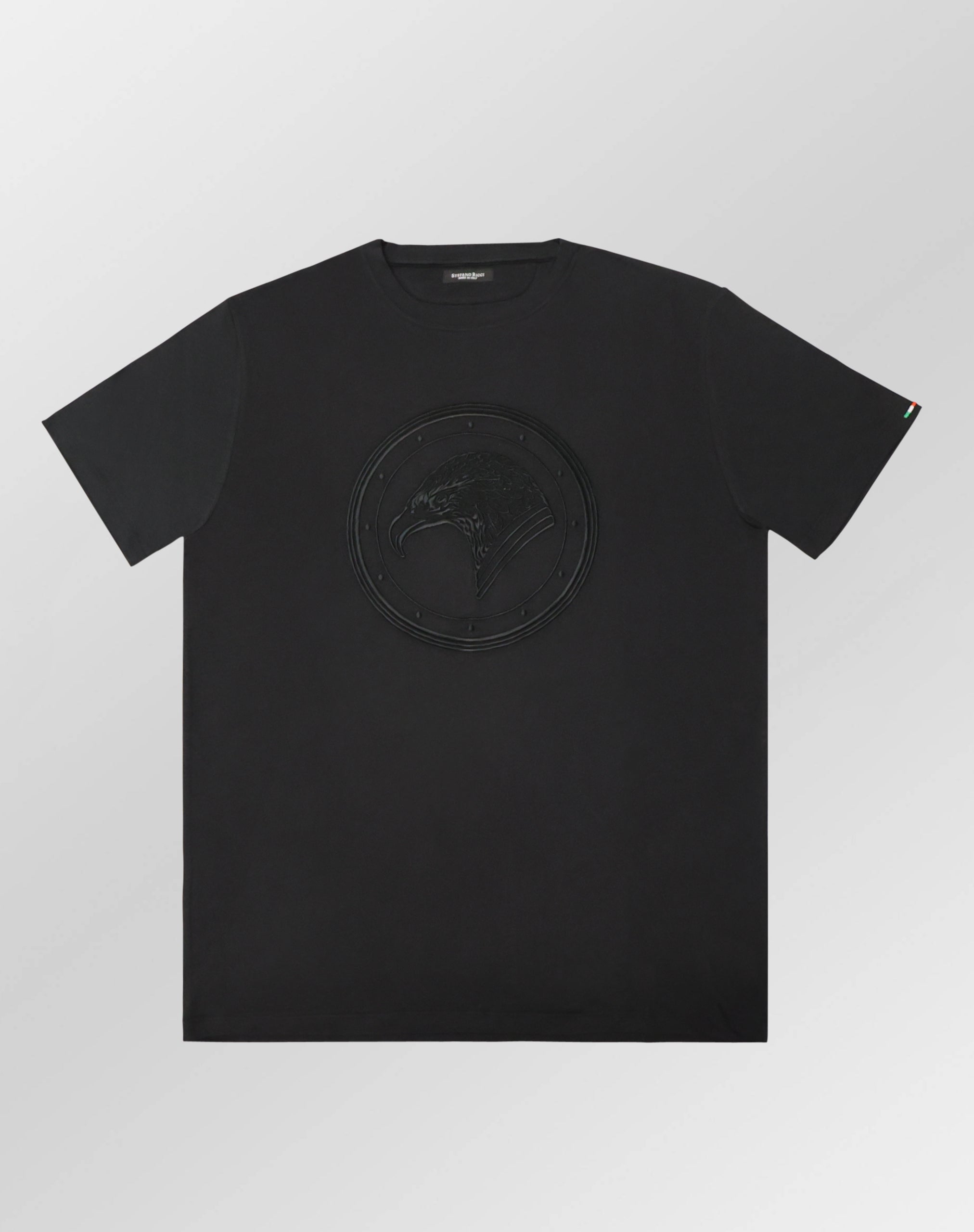 Stefano Ricci Silk Cotton T-Shirt with Eagle Embroidery