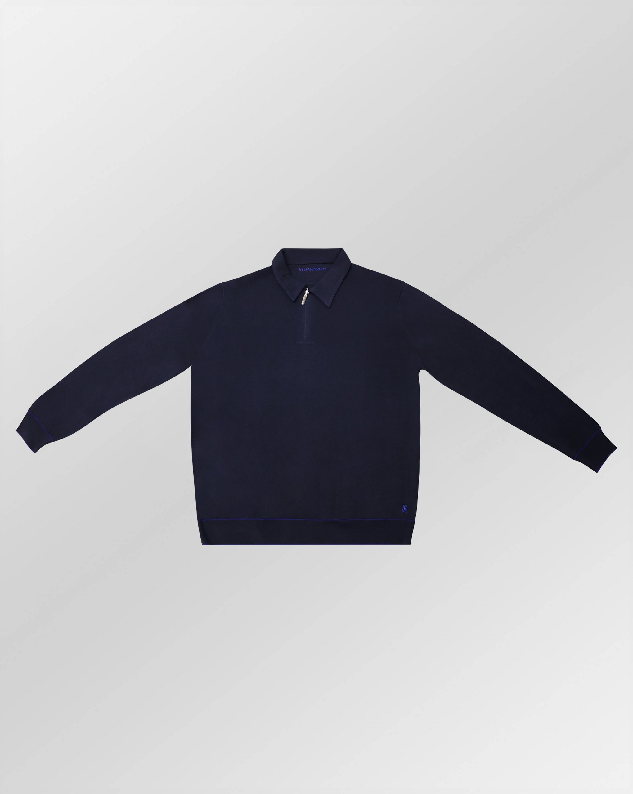 Stefano Ricci Silk Long Sleeve Polo Shirt Zip Neck