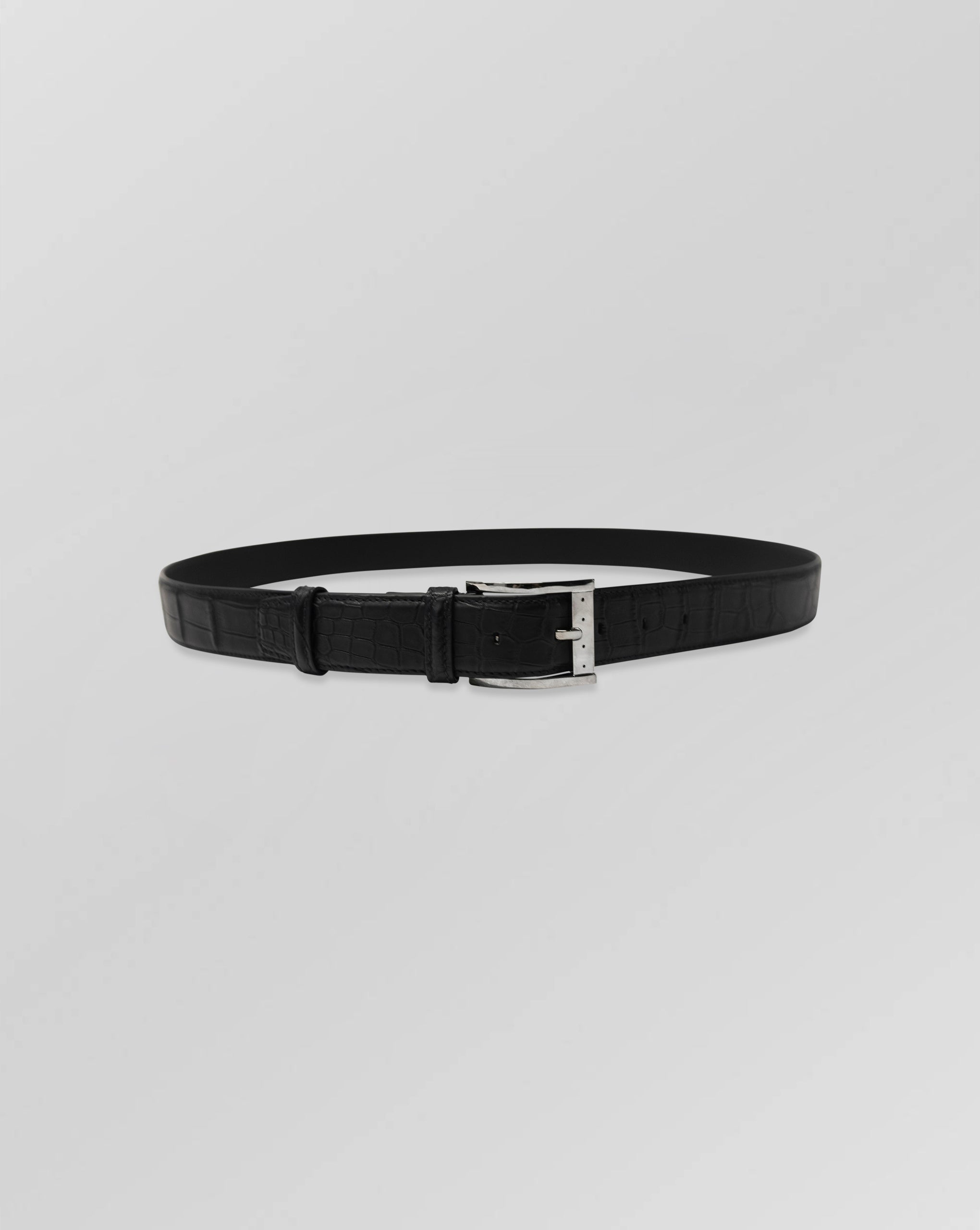 Stefano Ricci Crocodile Leather Belt with Silver Buckle
