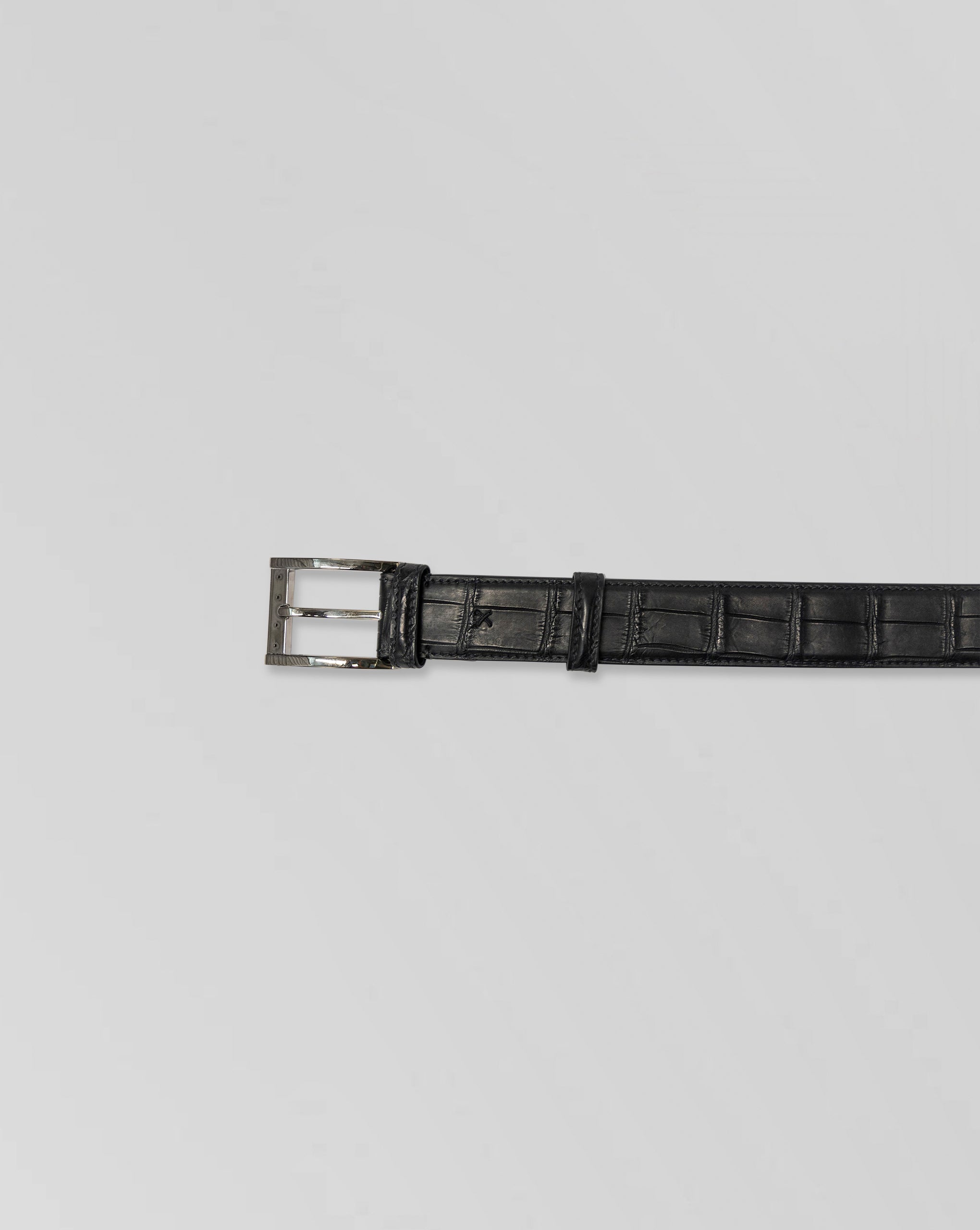 Stefano Ricci Crocodile Leather Belt with Silver Buckle