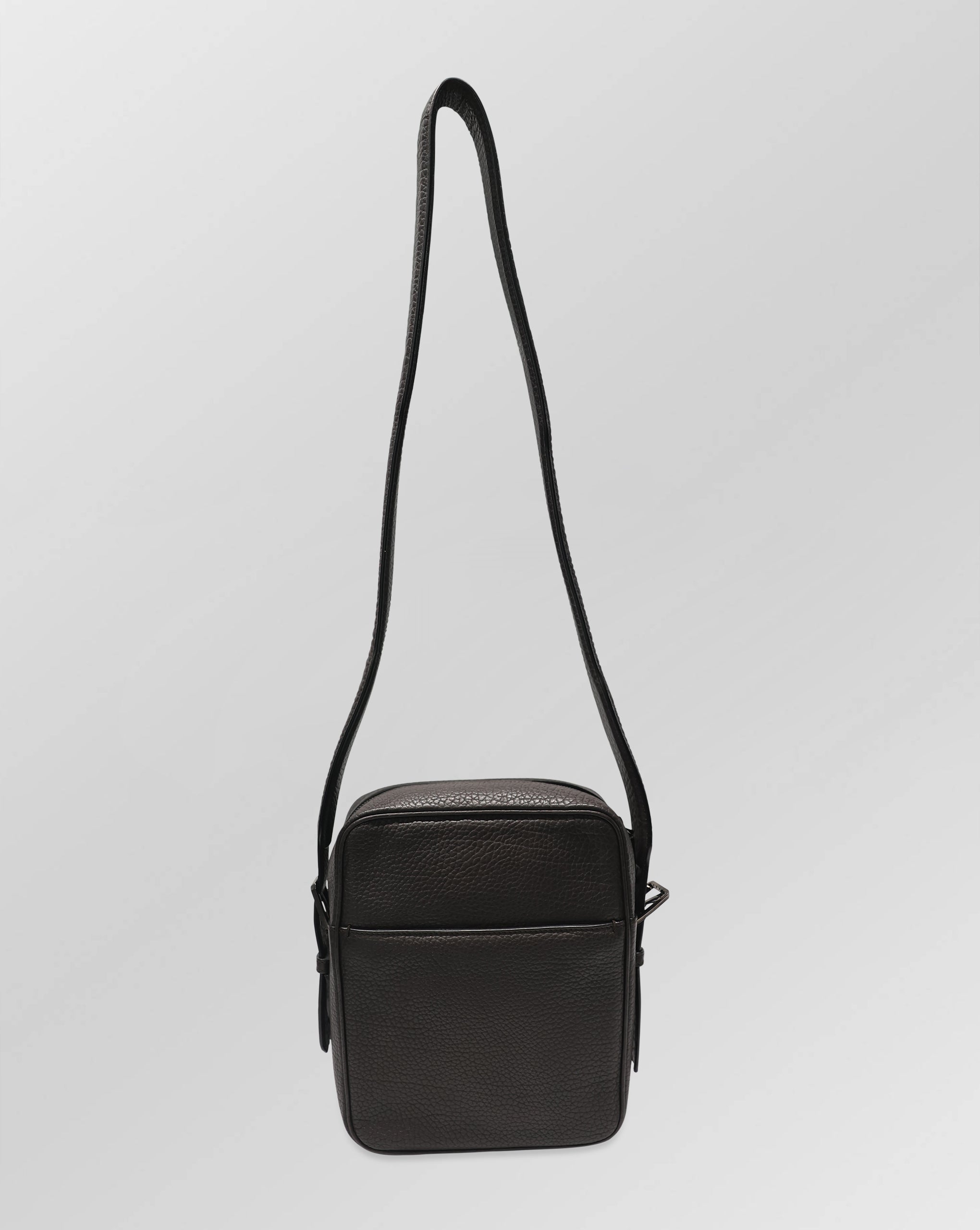Stefano Ricci Brown Grained Calf Leather Shoulder Bag with Adjustable Strap
