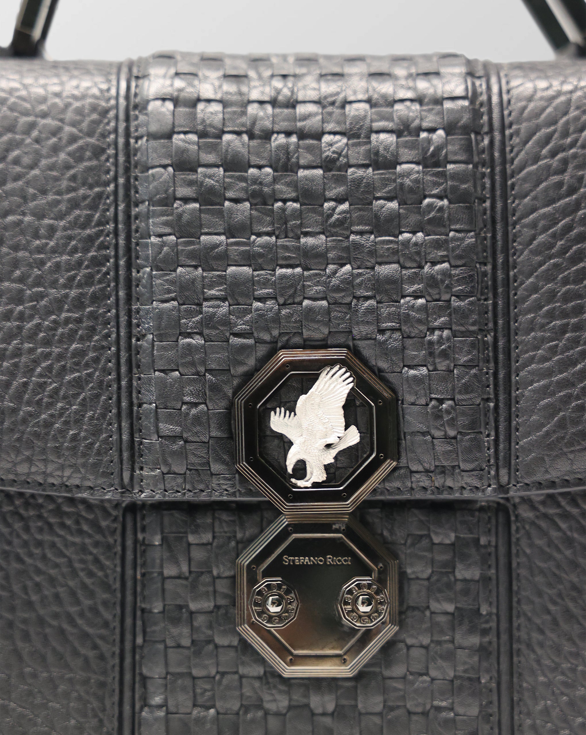 Stefano Ricci Woven Leather Briefcase with Eagle Plaque Closure
