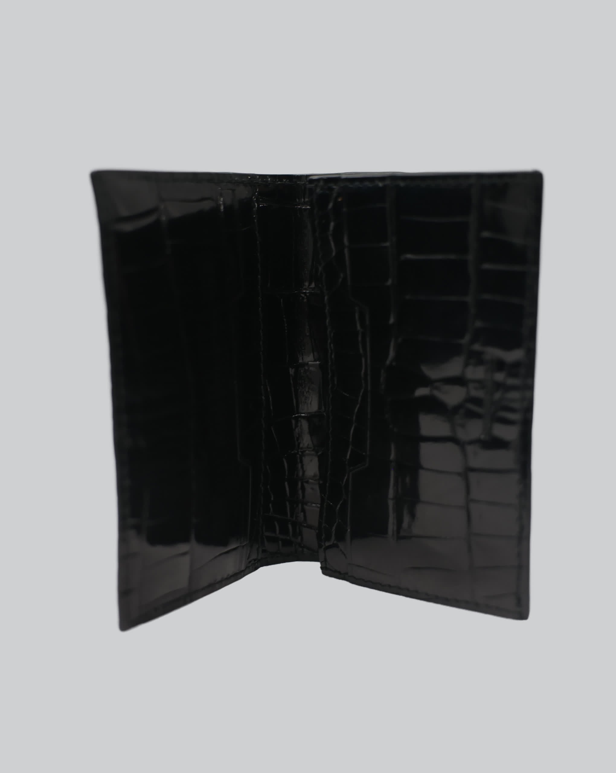 Stefano Ricci Crocodile Leather Card Holder with Eagle Logo - OneOffBtq.com